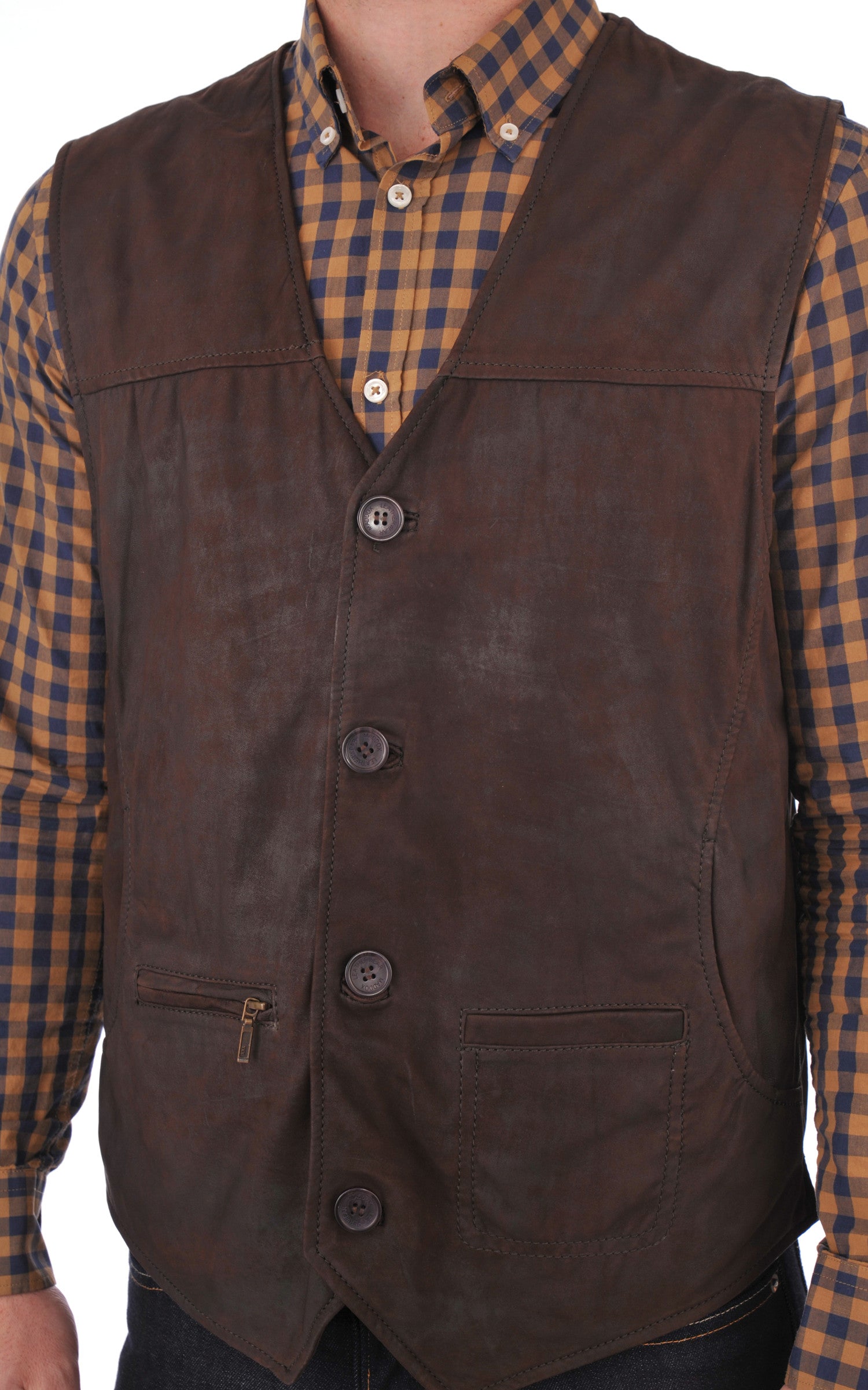A &quot;JEVER&quot; Marron Maddox Gilet Homme details photo 4
