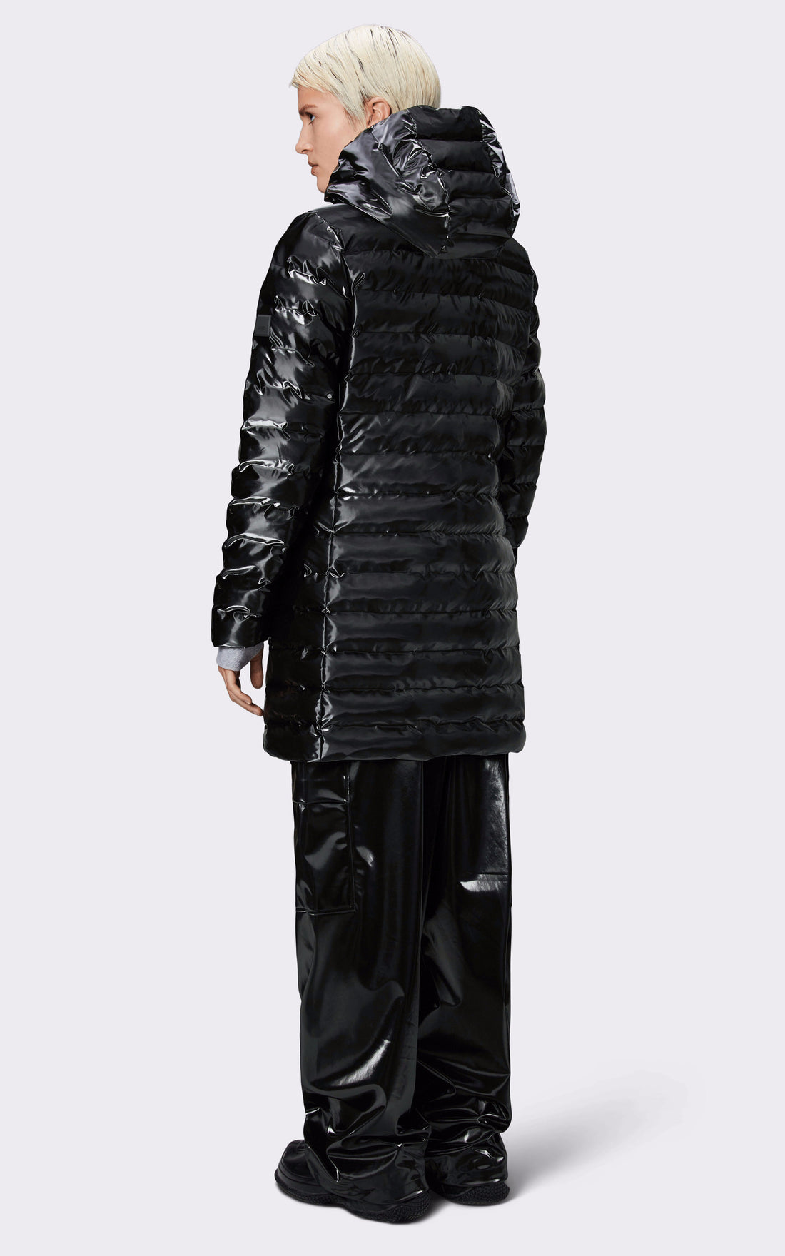 A &quot;15890 LOHJA LONG PUFFER&quot; Noir Rains 3/4 Doudoune Femme opened photo