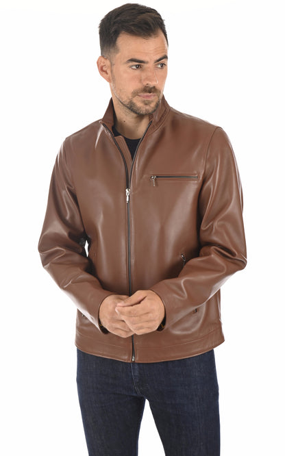 A &quot;TRENDY&quot; Cognac La Canadienne Blouson Homme closed photo