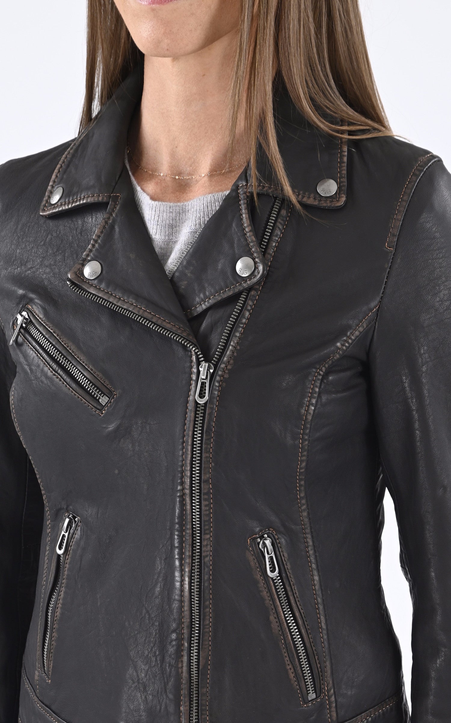 A &quot;LOUANE101968&quot; Marron Rose Garden Blouson Femme details photo