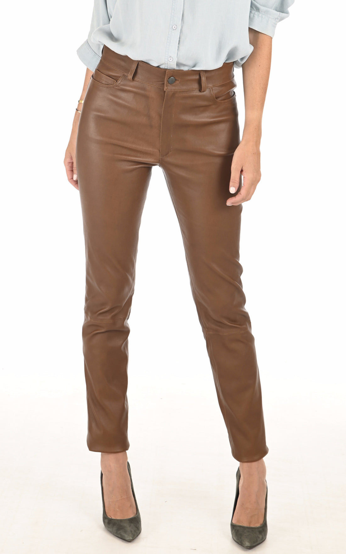 A &quot;JEAN&quot; Cognac La Canadienne Pantalon Femme opened photo