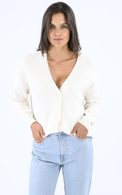 A &quot;GALEN&quot; Ecru Les Tricots de Léa Gilet Femme closed photo