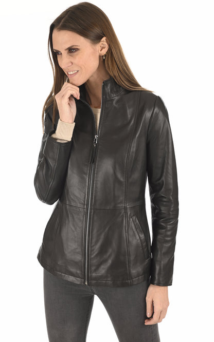 A &quot;ABZ071&quot; Noir La Canadienne Veste Femme closed photo