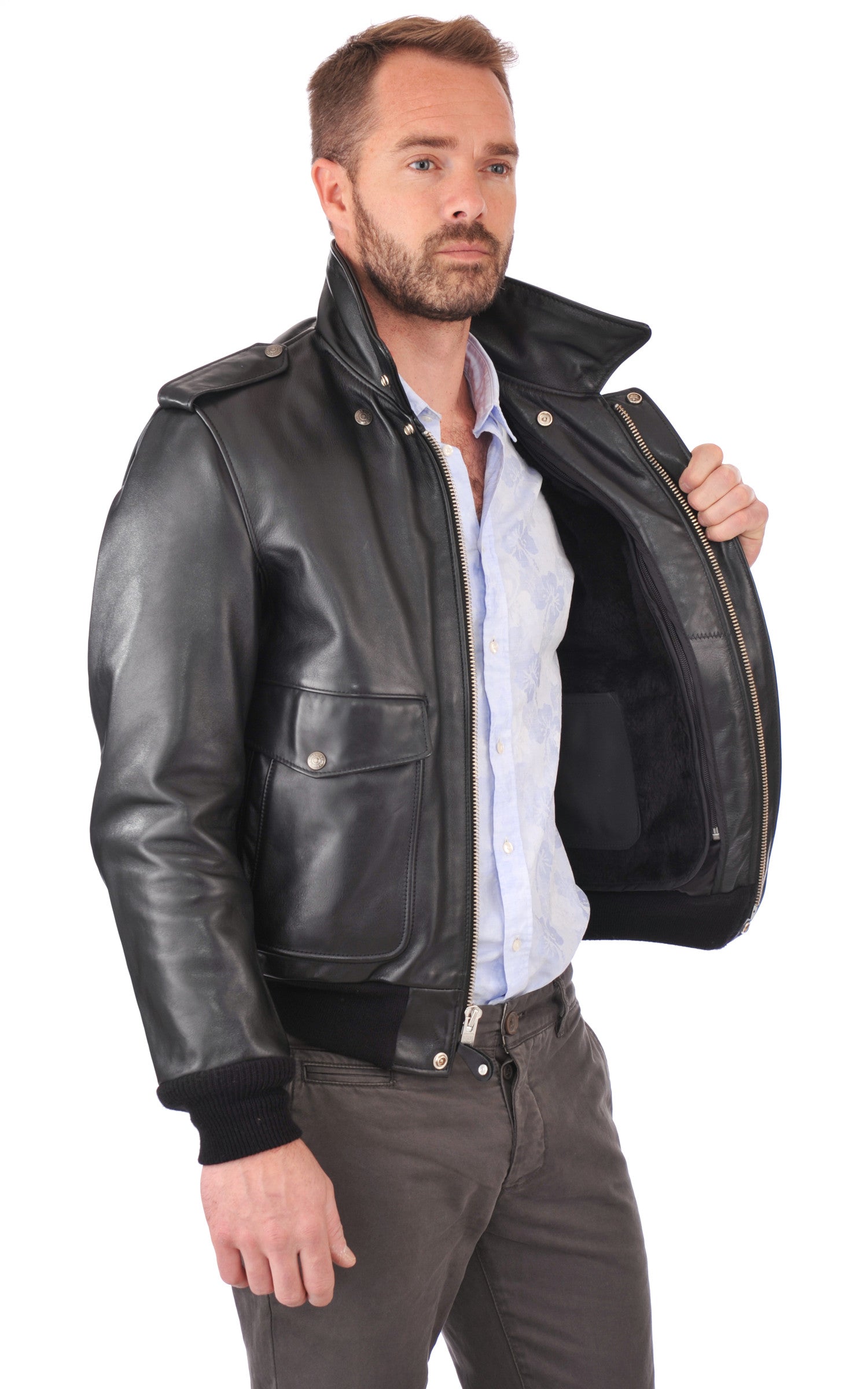 A &quot;184SM&quot; Noir Schott Blouson Homme interior photo
