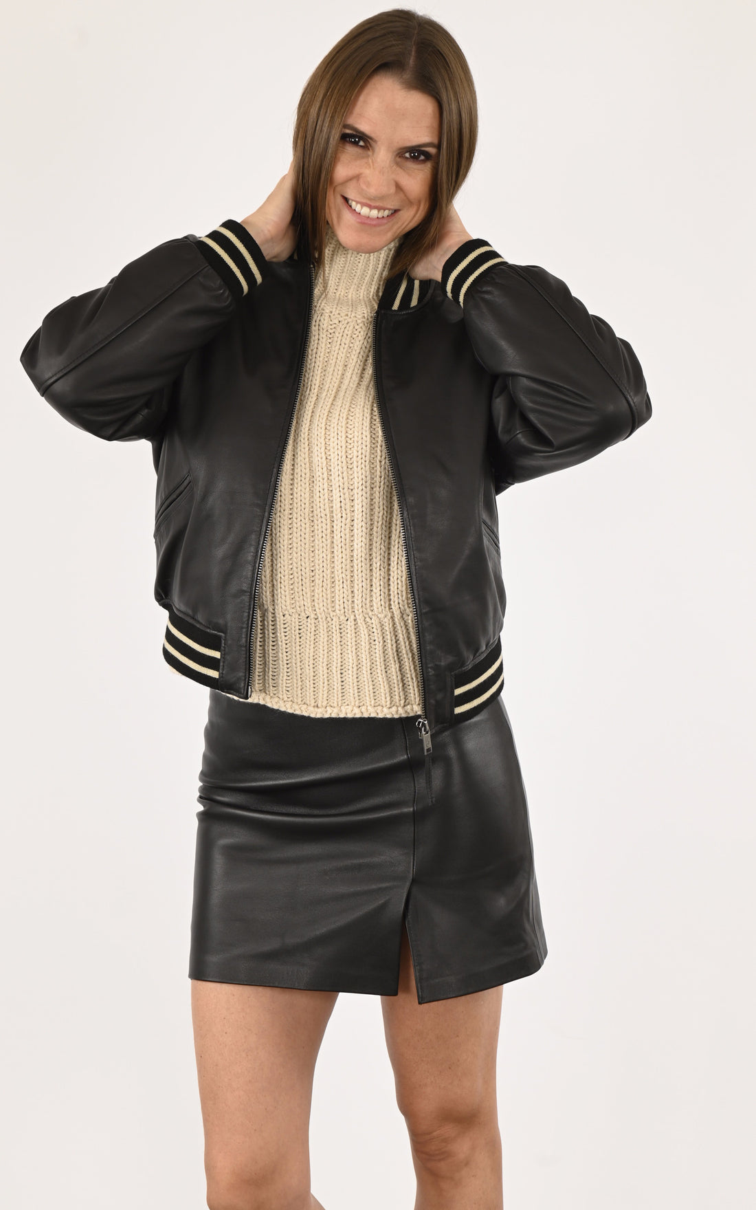 A &quot;BROOKLYN ZIP&quot; Noir La Canadienne Blouson Femme opened photo