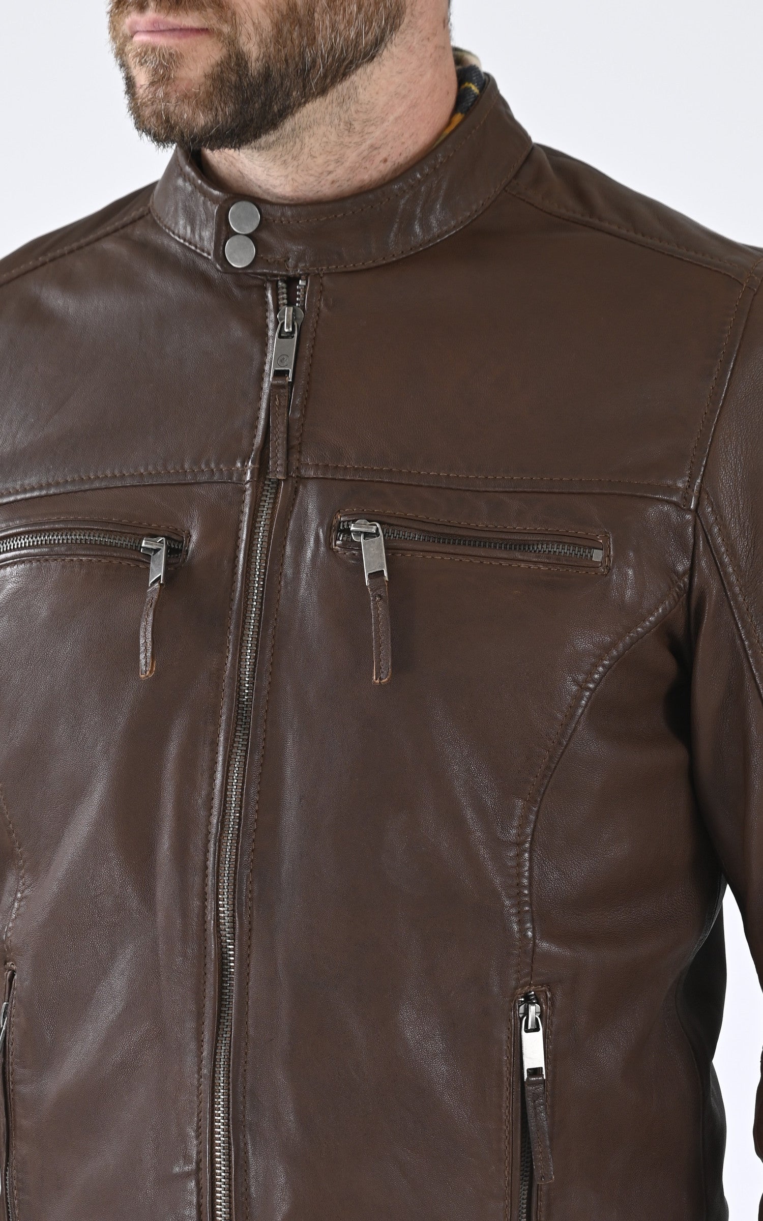 A &quot;MUMBAI&quot; Marron Clair La Canadienne Blouson Homme details photo