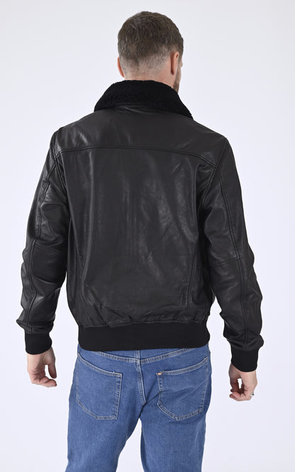 A &quot;LC PILOT LAMB&quot; Noir Schott Pilote Homme back photo