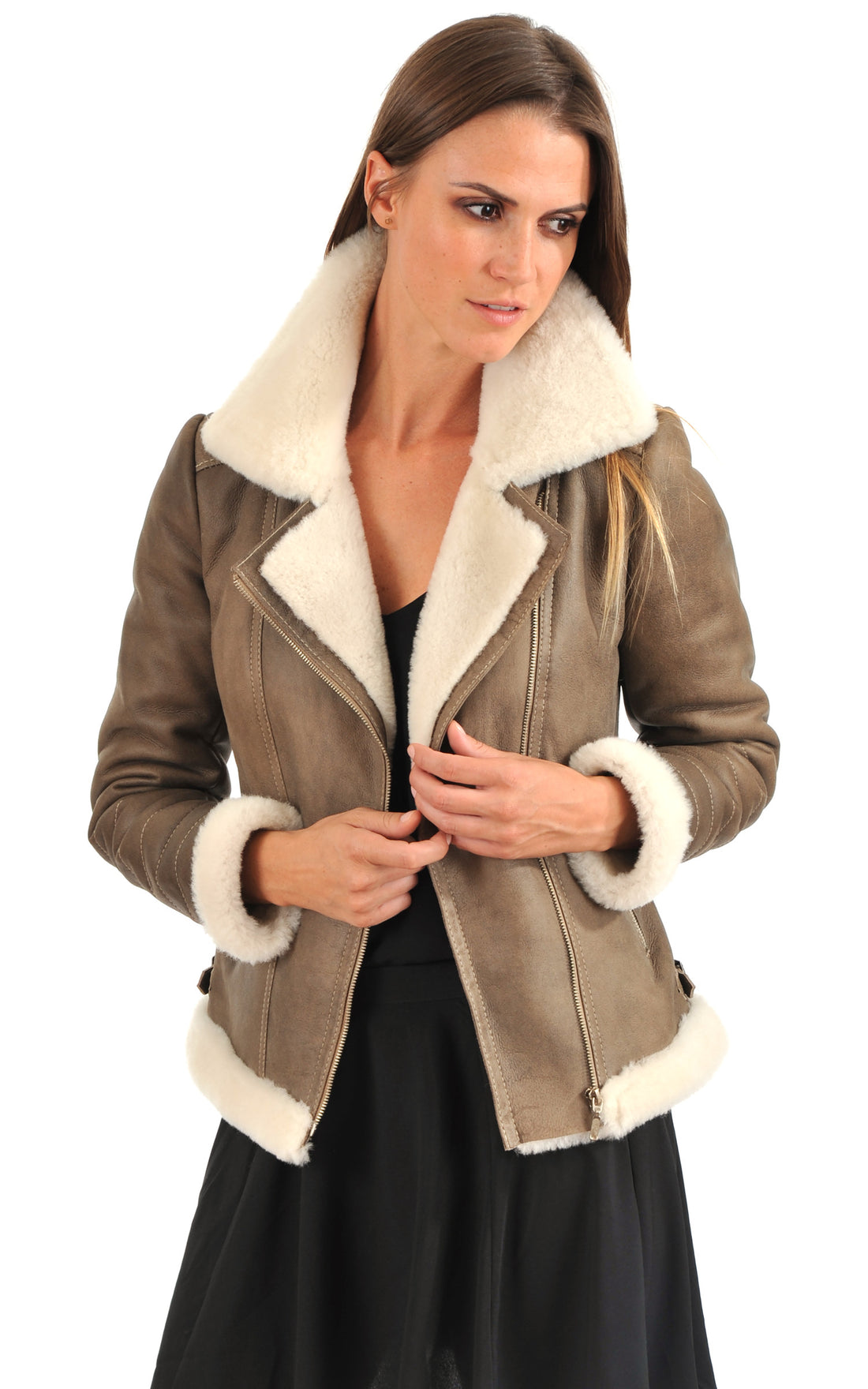 A &quot;NATY&quot; Beige La Canadienne Bombardier Femme closed photo
