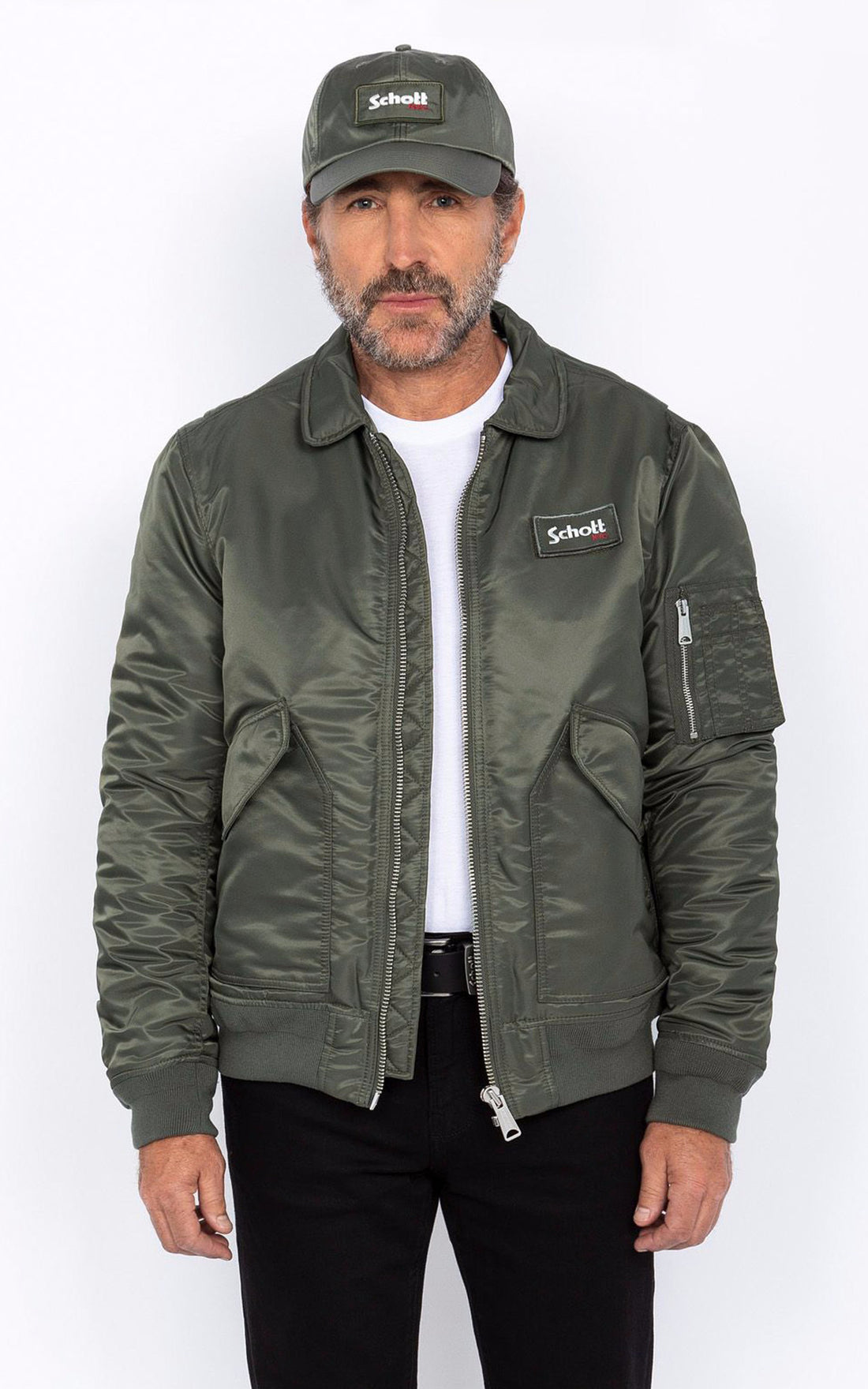 A &quot;210100 RS&quot; Kaki Schott Bomber Mixte opened photo