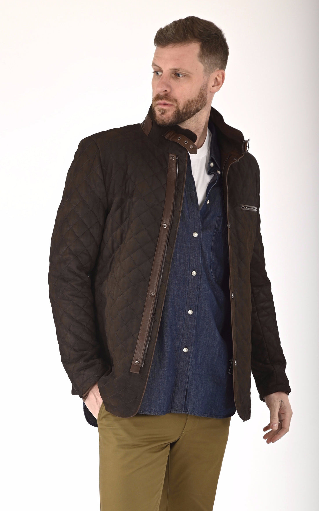 A &quot;E09&quot; Marron Foncé La Canadienne Veste Homme opened photo