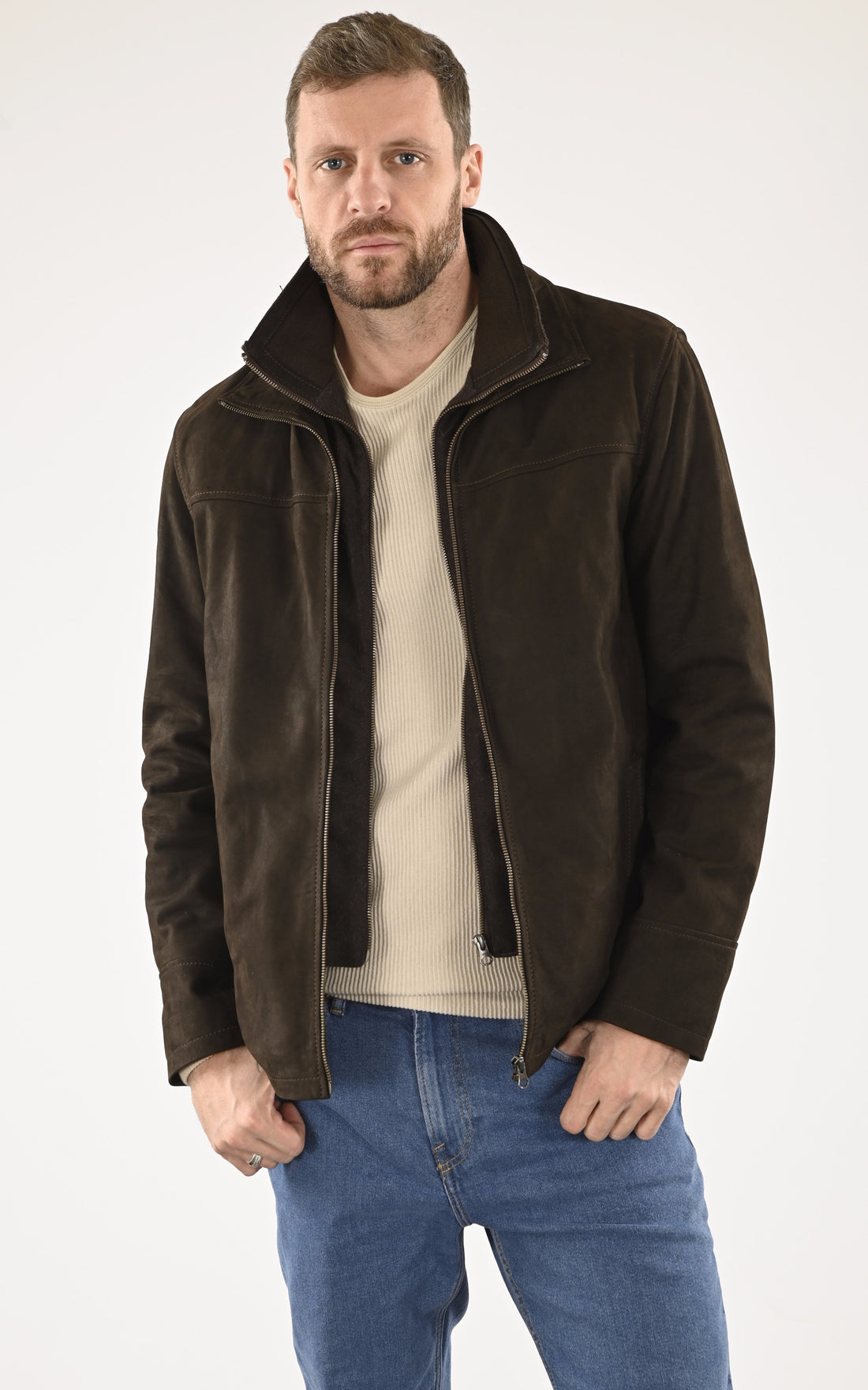 A &quot;COOPER&quot; Marron La Canadienne Blouson Homme opened photo