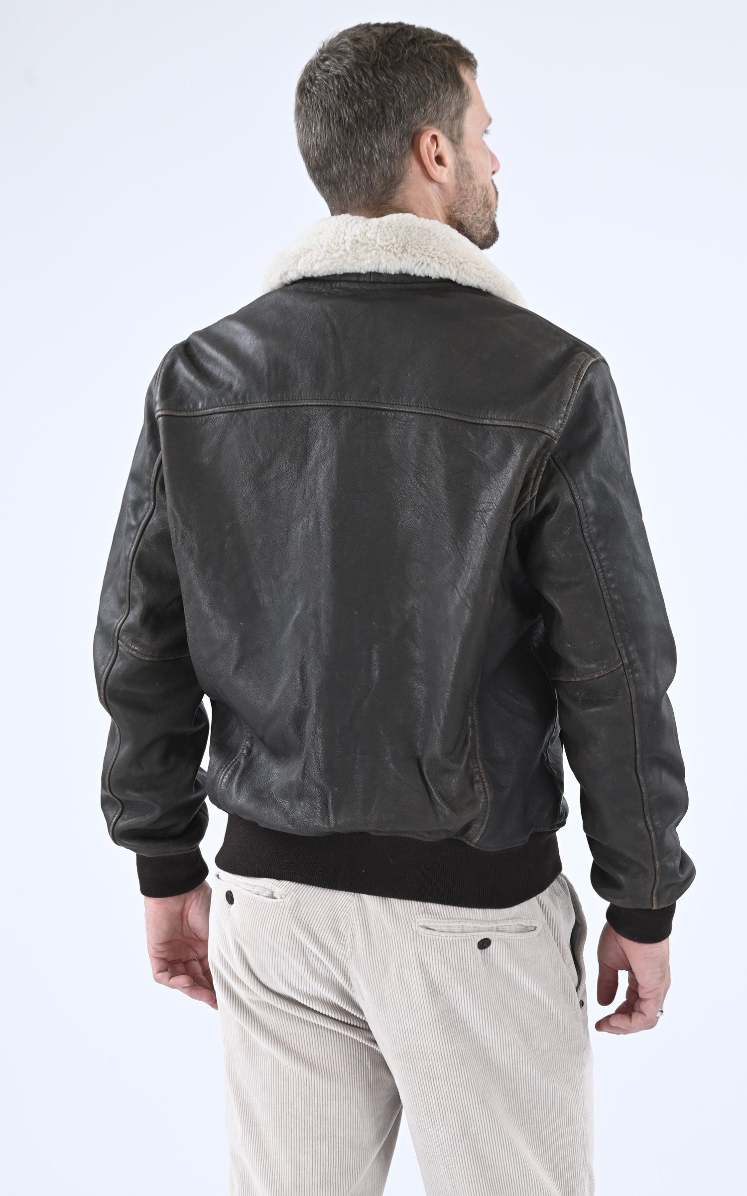 A &quot;LC PILOT USED&quot; Marron Schott Pilote Homme back photo
