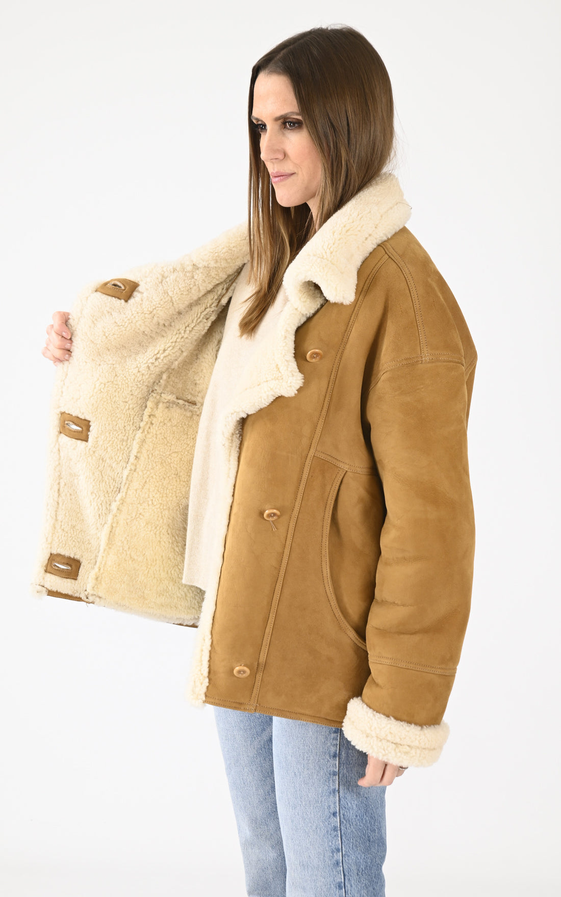 A &quot;CORALIE&quot; Beige La Canadienne Veste Femme opened photo