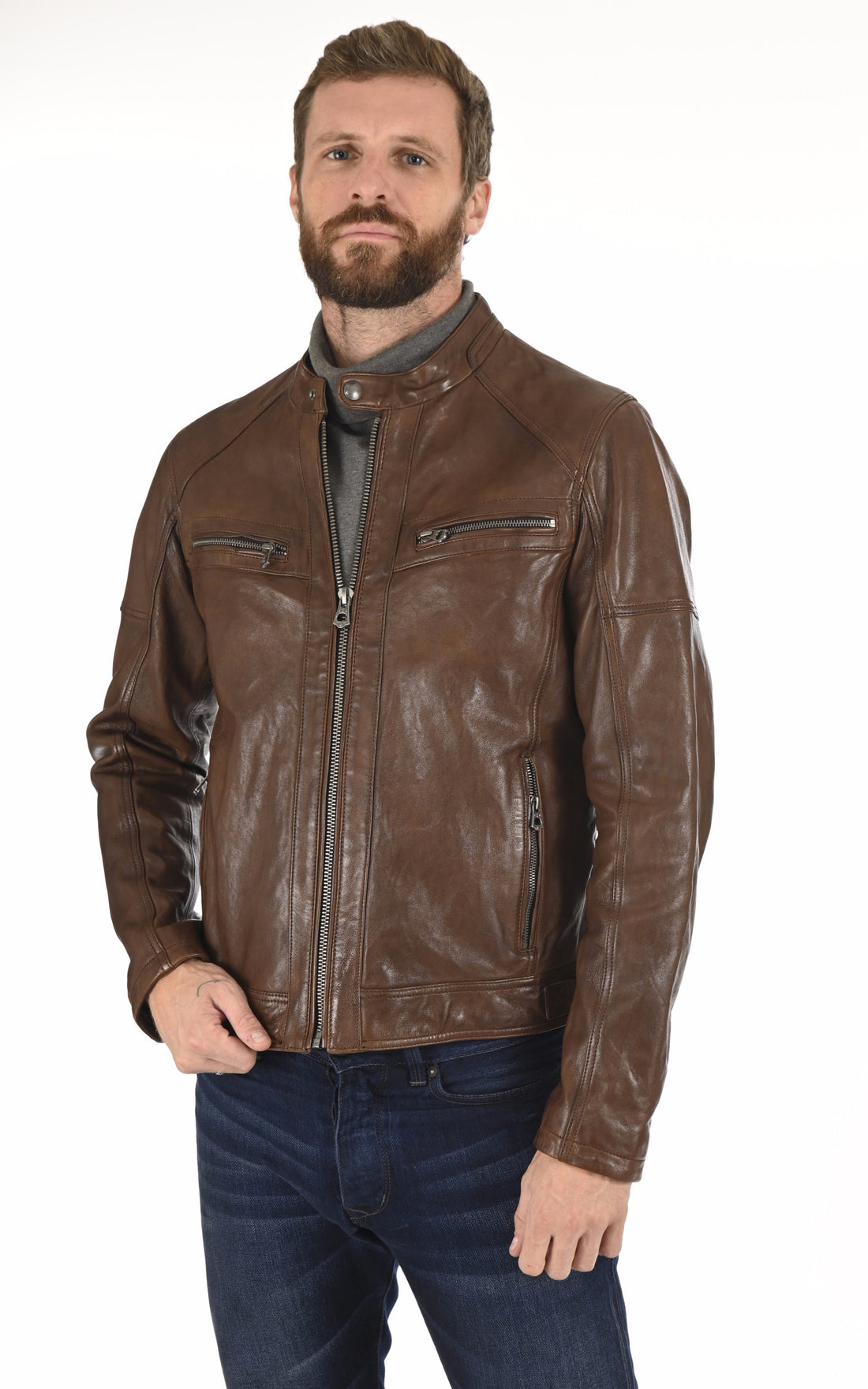 A &quot;COLLINS 101046&quot; Cognac Daytona 73 Blouson Homme closed photo