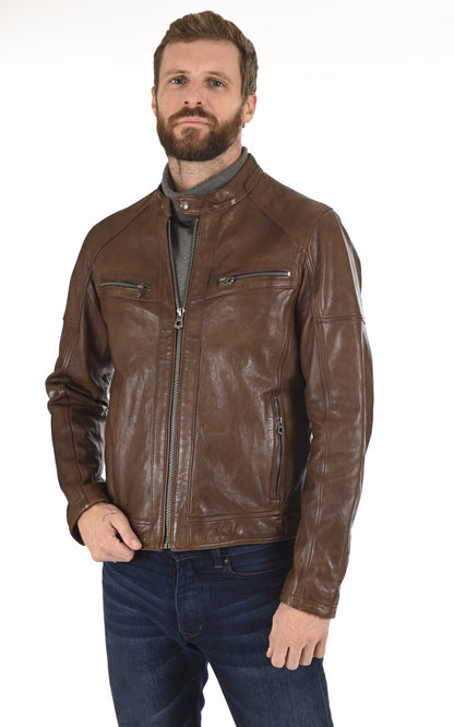 A &quot;COLLINS 101046&quot; Cognac Daytona 73 Blouson Homme closed photo