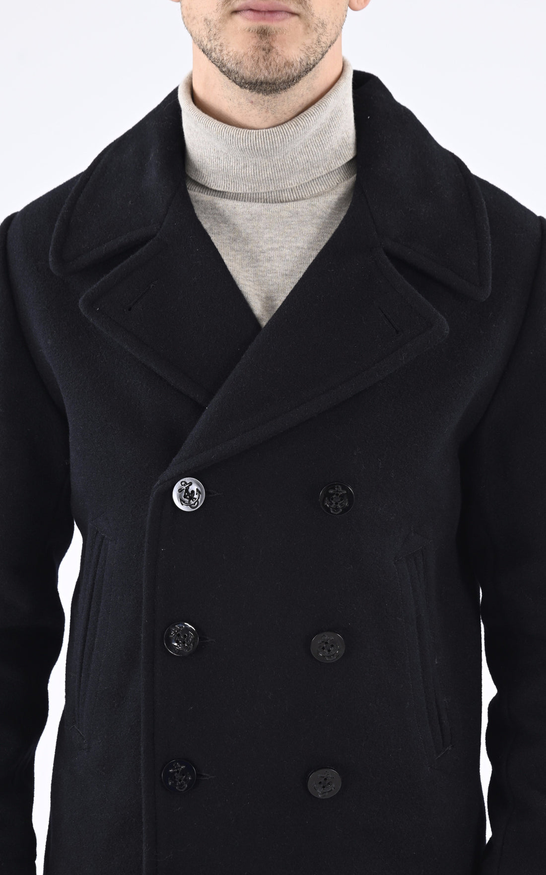 A &quot;SEACOAT&quot; Bleu Marine Schott Caban Homme opened photo