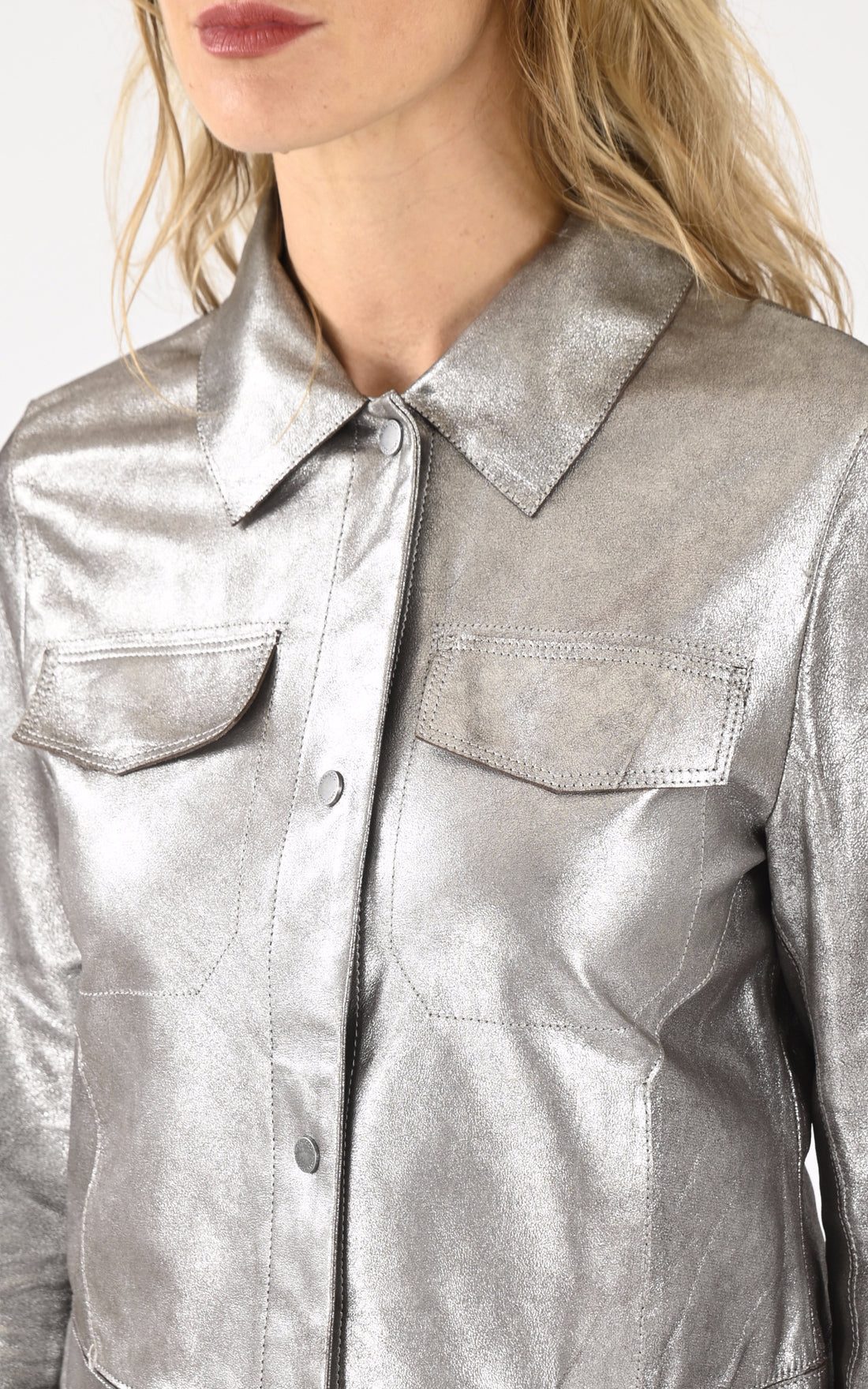 A &quot;RUBY METAL 64872&quot; Argenté Oakwood Blouson Femme closed photo