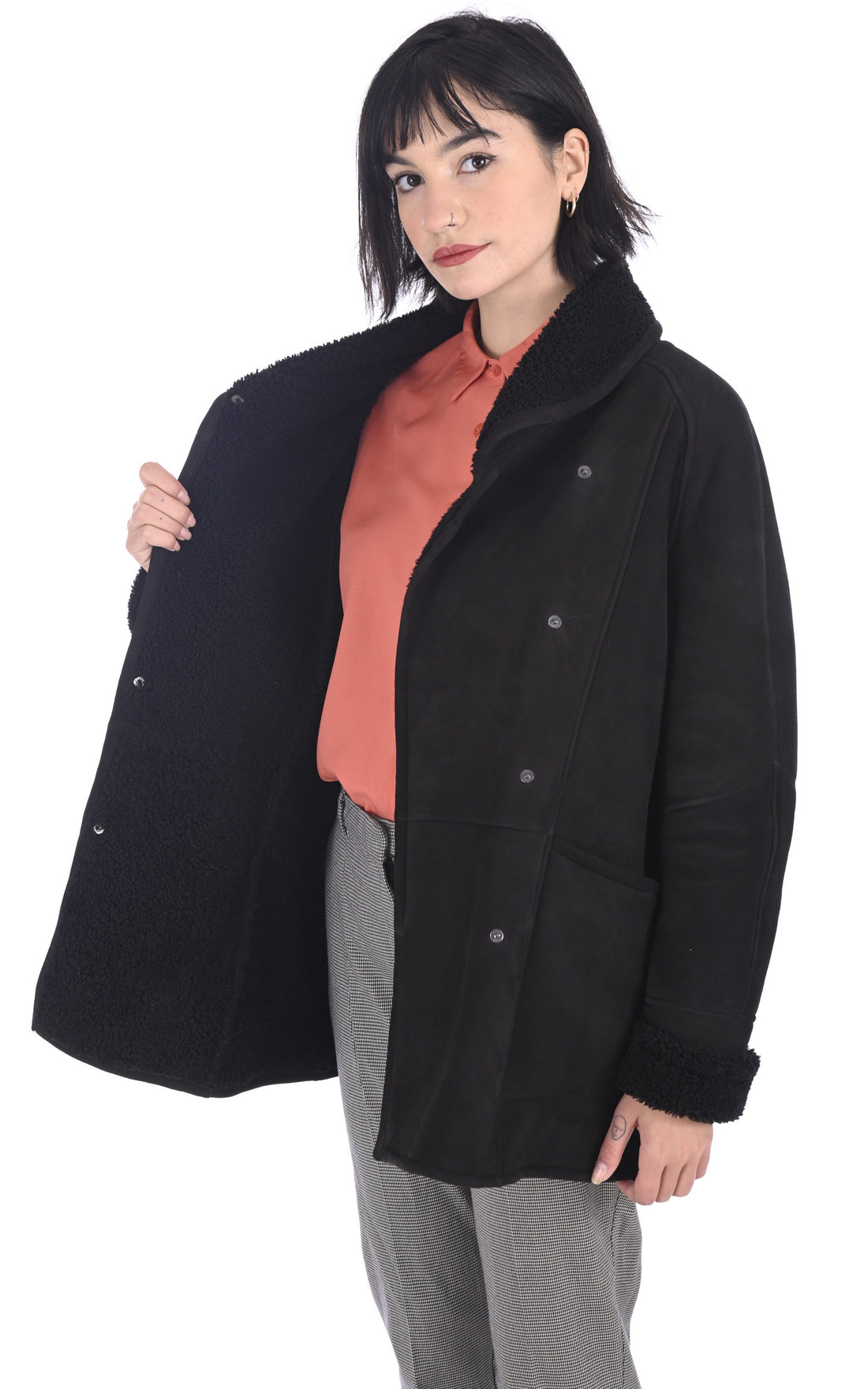 A &quot;SERENA CORTO&quot; Noir La Canadienne Veste Femme opened photo