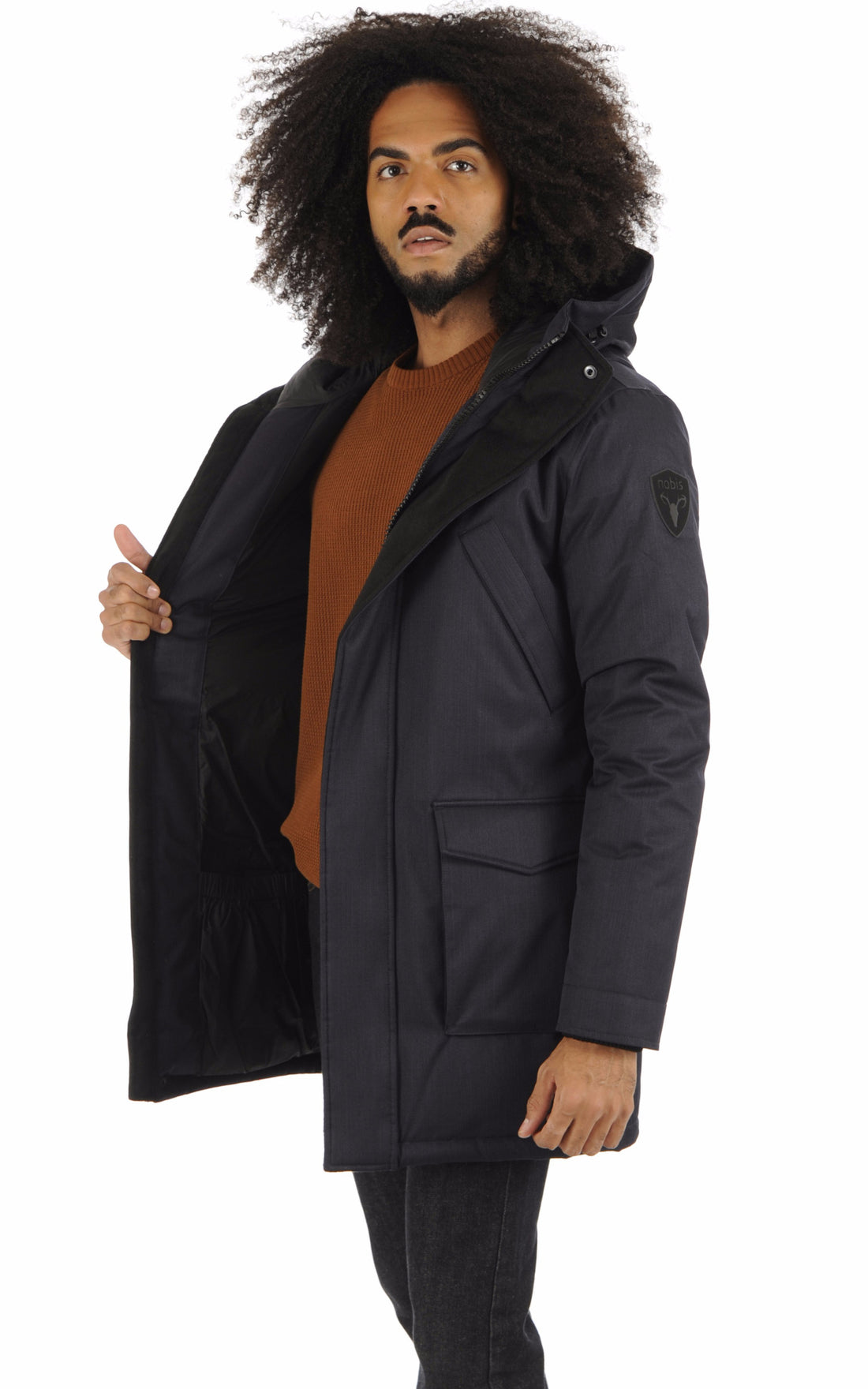 A &quot;TRAVIS&quot; Navy Nobis 3/4 Doudoune Homme opened photo