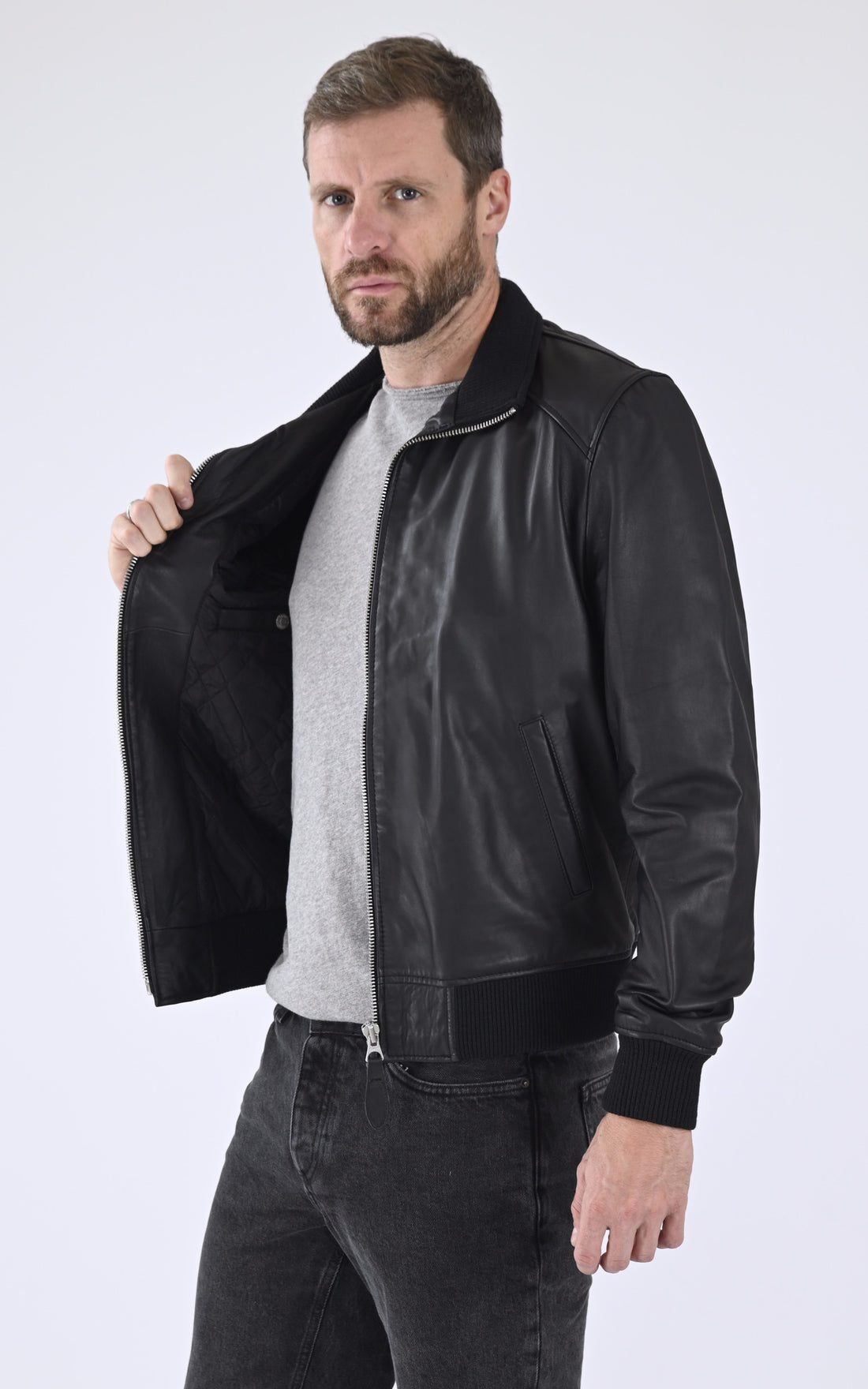 A &quot;LC FRESNO&quot; Noir Schott Blouson Homme opened photo