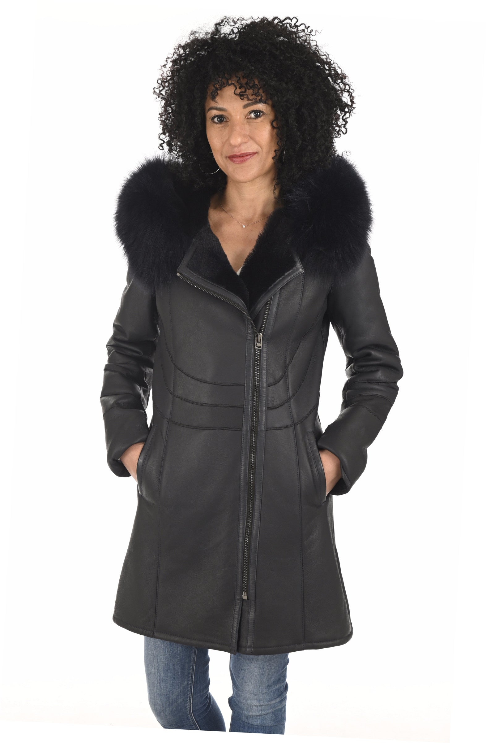 A &quot;SHAY DF SOFT&quot; Bleu Marine La Canadienne 3/4 Femme closed photo