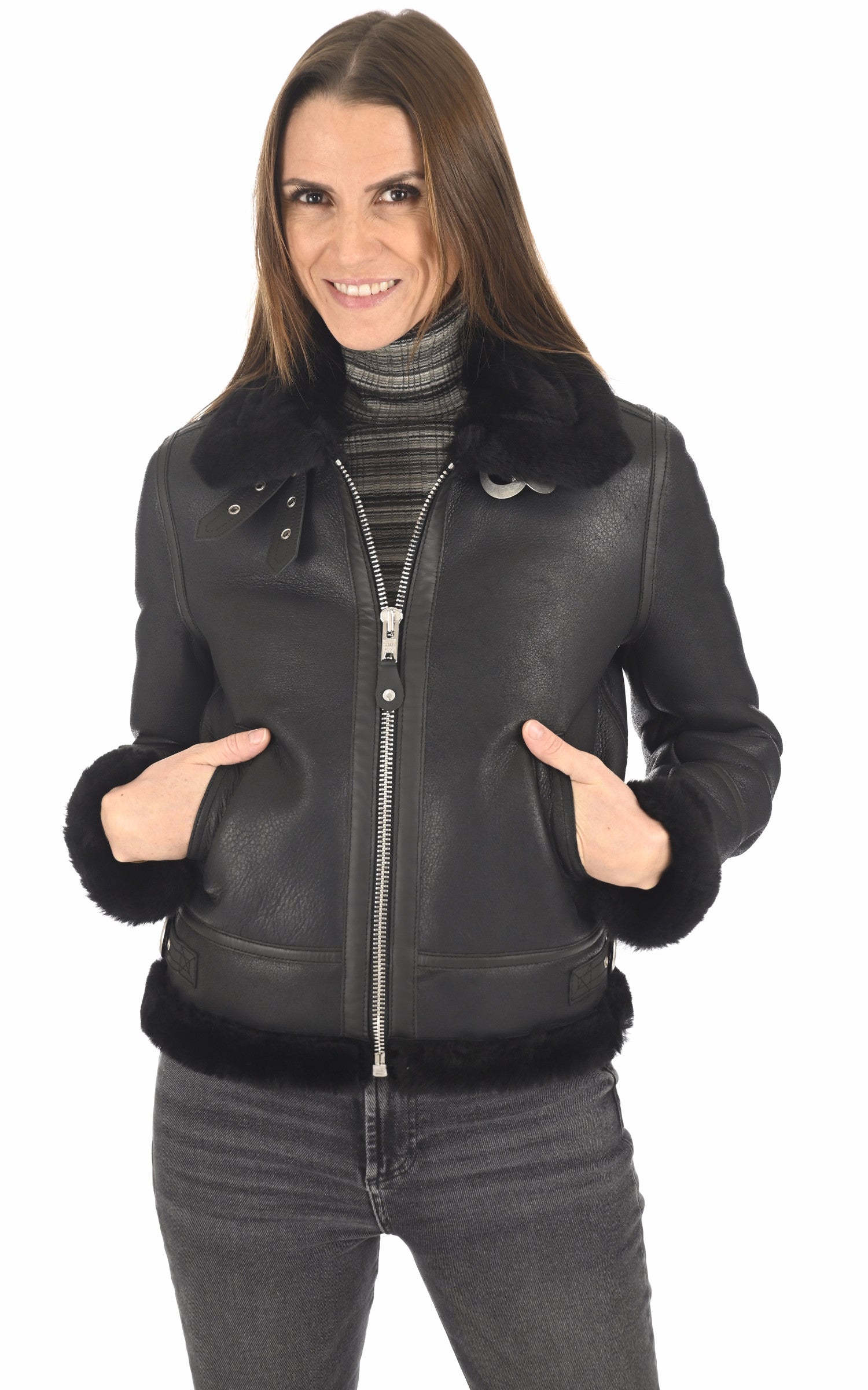 A &quot;LCW1257&quot; Noir Schott Bombardier Femme closed photo