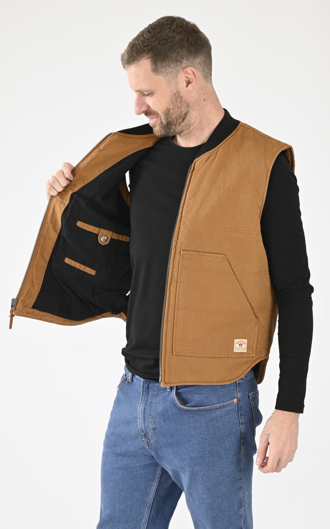A &quot;WORK 102093&quot; Cognac Iron&amp;Resin Gilet Homme opened photo