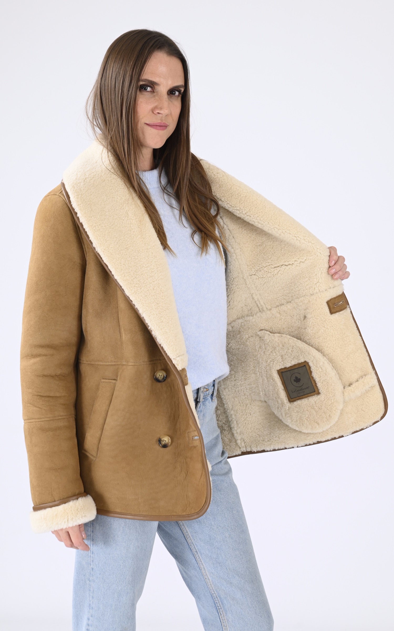 A &quot;MELISSA&quot; Camel La Canadienne Veste Femme interior photo 3