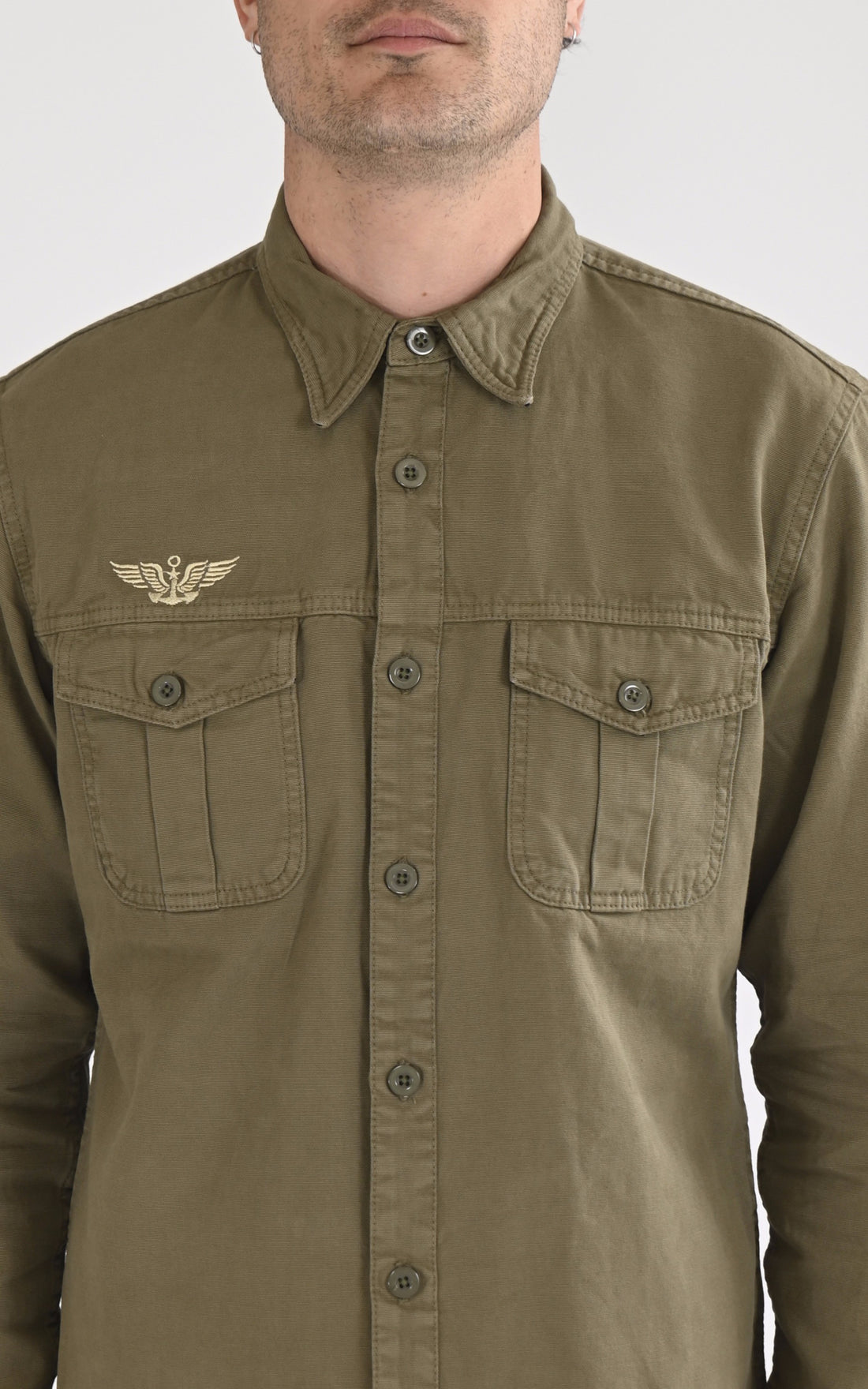 A &quot;KING AIR MN 103945&quot; Kaki Marine Nationale Chemise Homme opened photo