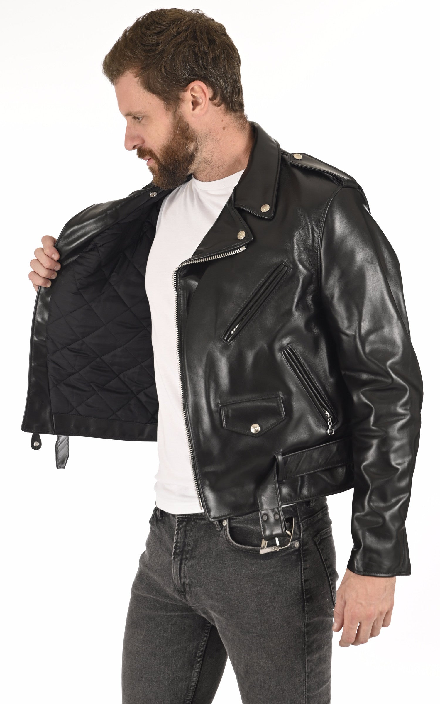 A &quot;618 HH&quot; Noir Schott Perfecto Homme interior photo