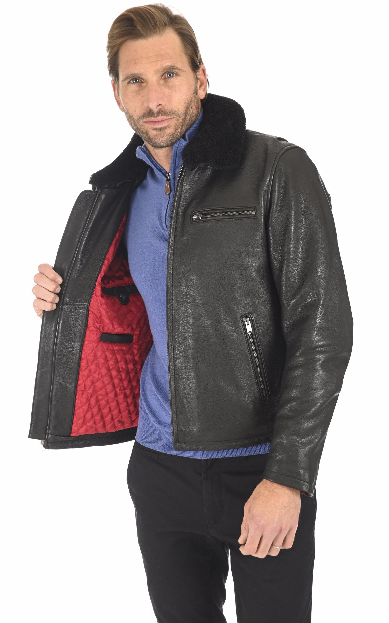 A &quot;ASPHALT FUR 102439&quot; Noir Daytona 73 Blouson Homme interior photo 3