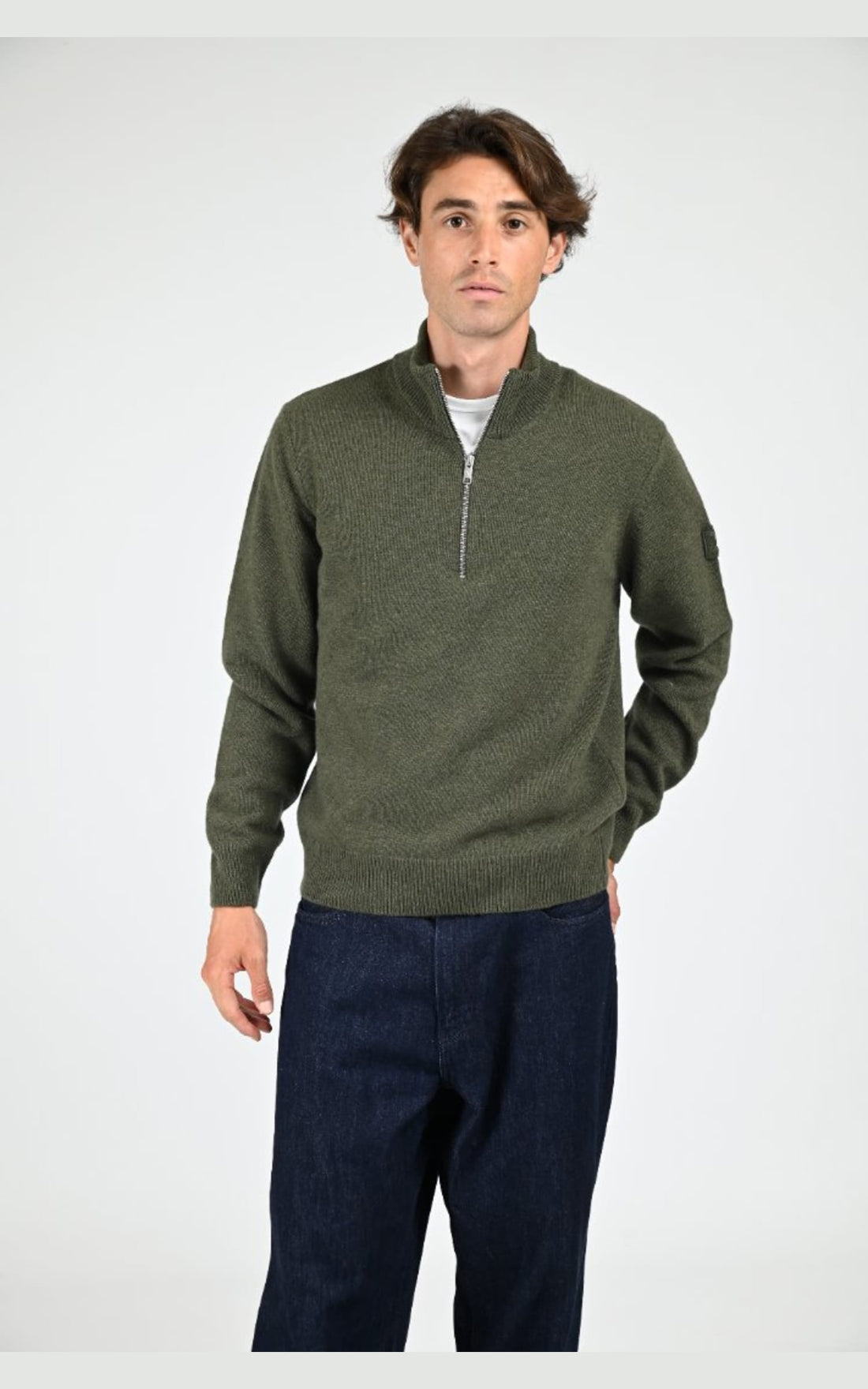Pull Textile Homme Aigle, modèle Aiw25mkni001 de couleur kaki