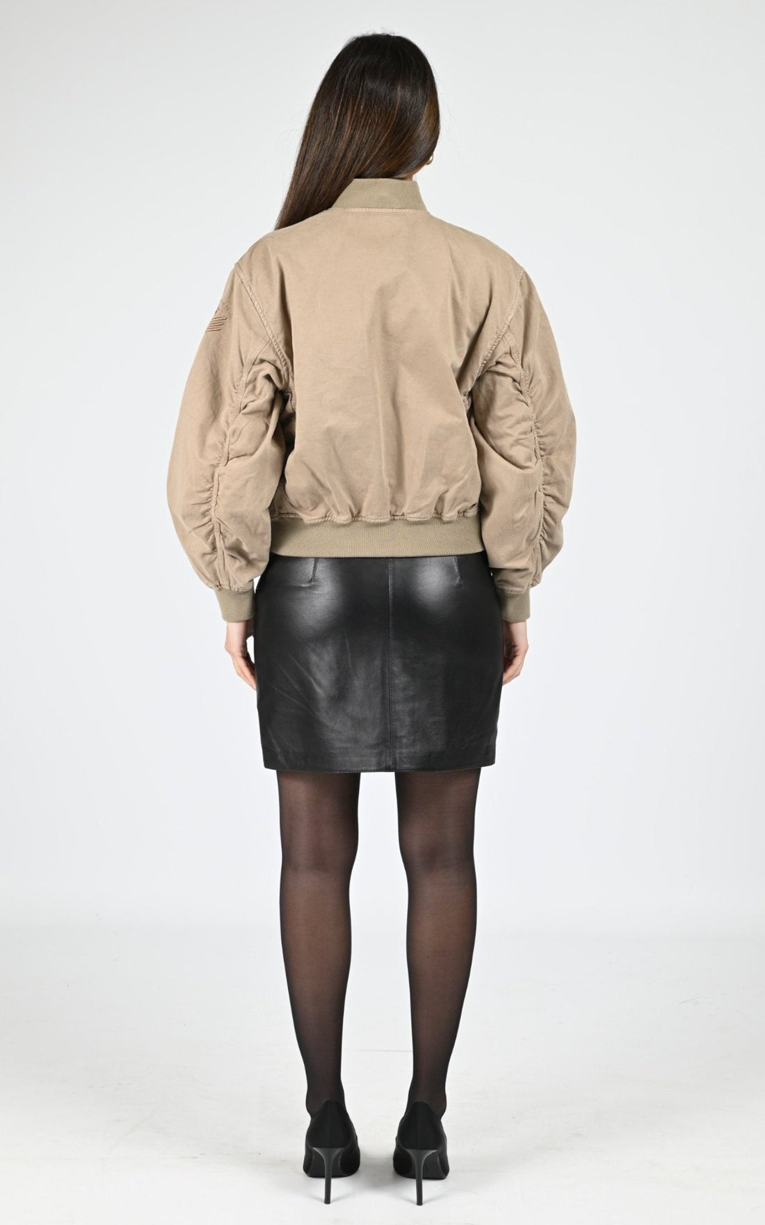 Blouson Textile Femme Schott, modèle Alicia w de couleur taupe