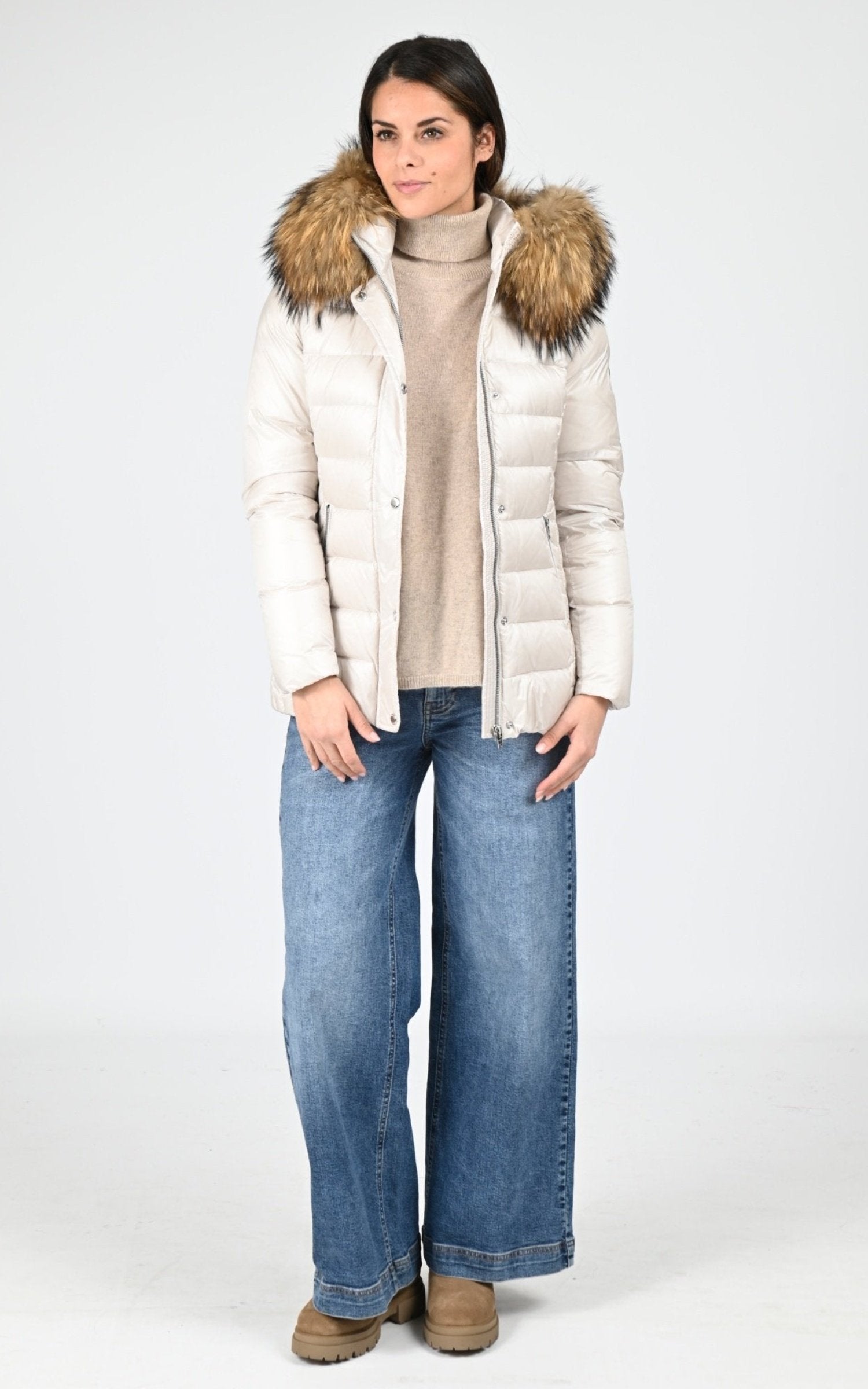 Ves doudoune Textile Femme Saki, modèle Alma jacket de couleur moonbeam 91515