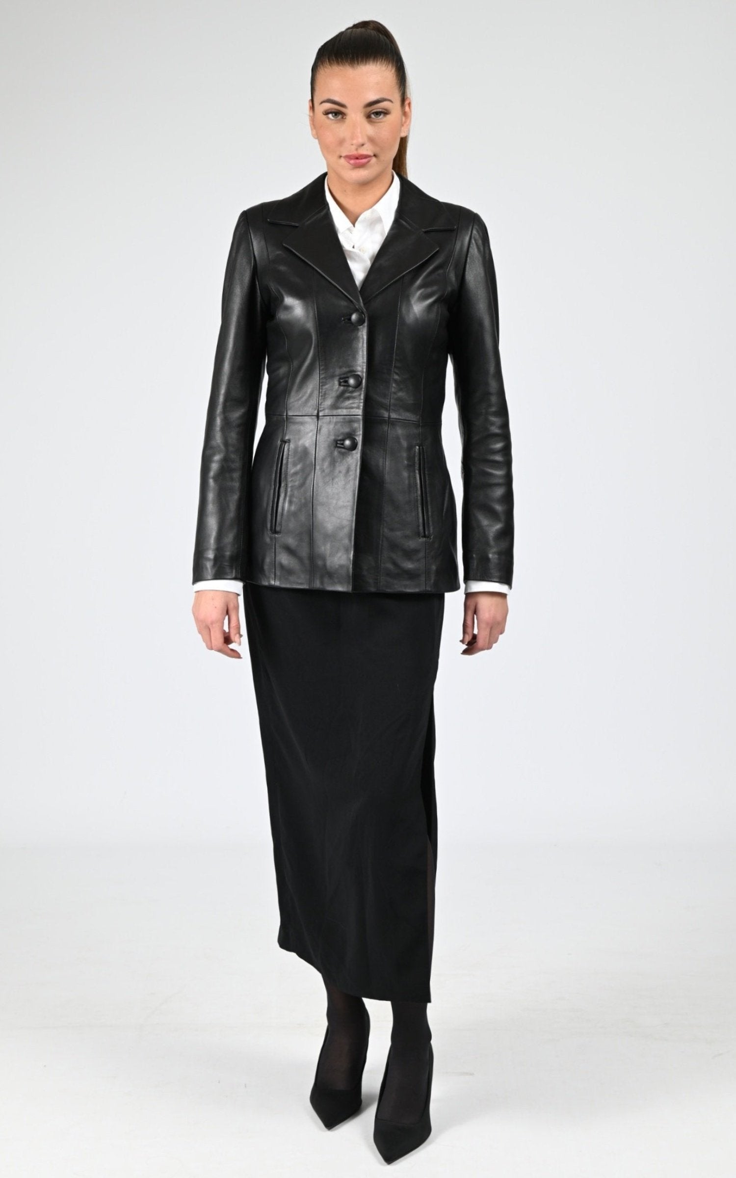 Blazer cuir agneau noir 2