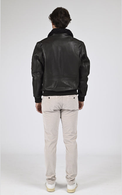 Pilote Cuir Homme Marine nationale, modèle Anm 102493 de couleur marron