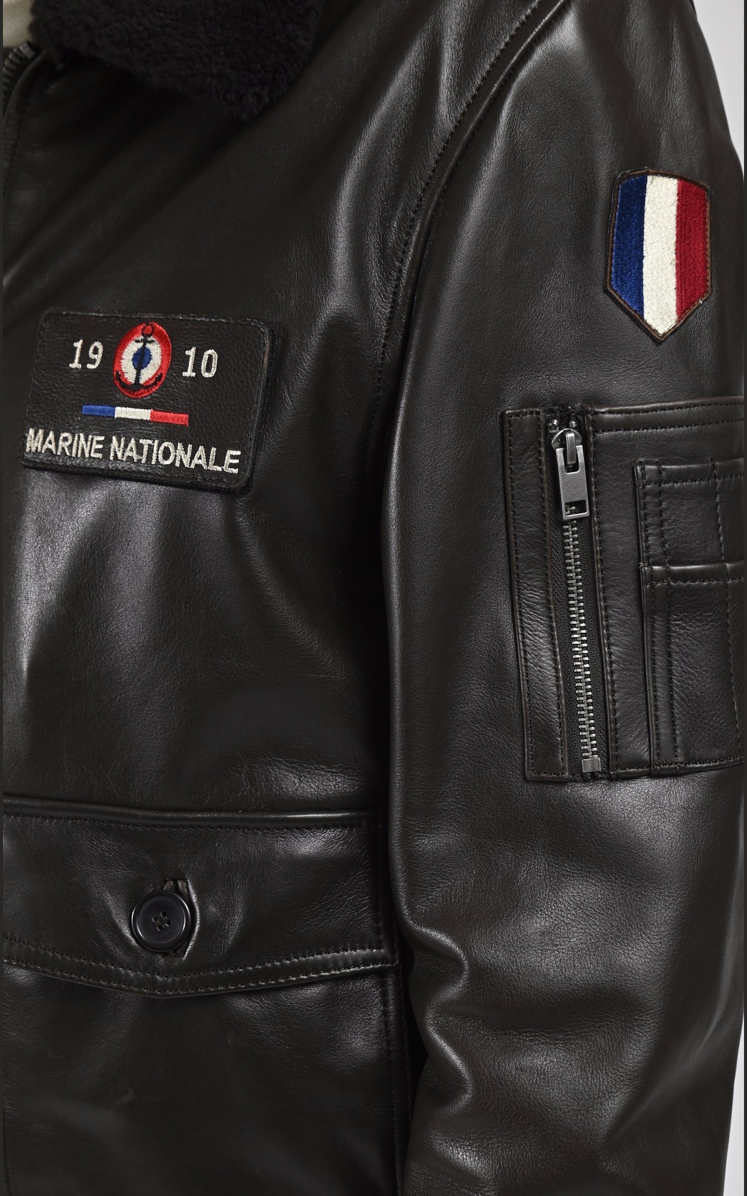 Pilote Cuir Homme Marine nationale, modèle Anm 102493 de couleur marron