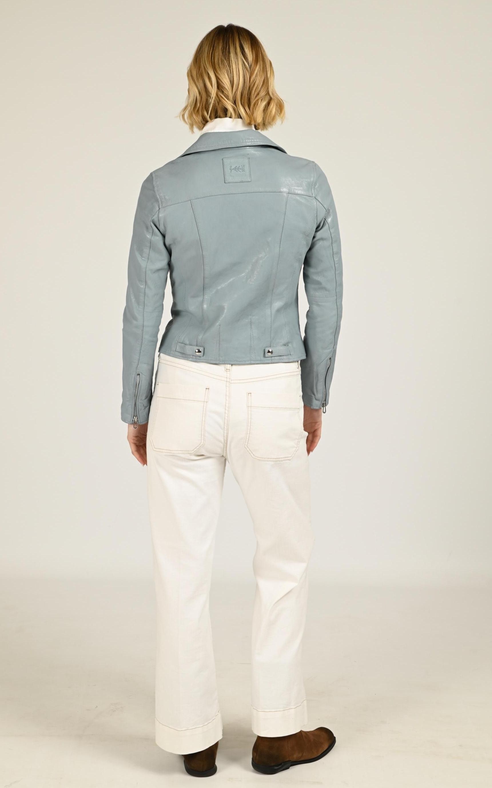 Blouson Cuir Femme Rose Garden, modèle Anthea 104177 de couleur winter sky