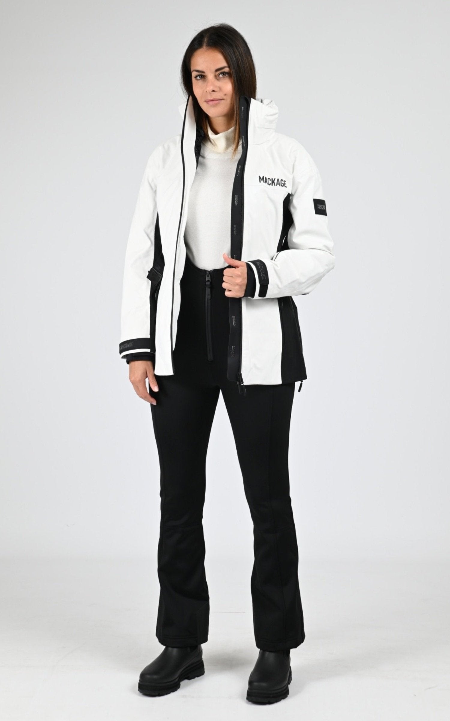 3/4 doudoune Textile Femme Mackage, modèle Ayira de couleur off white 2