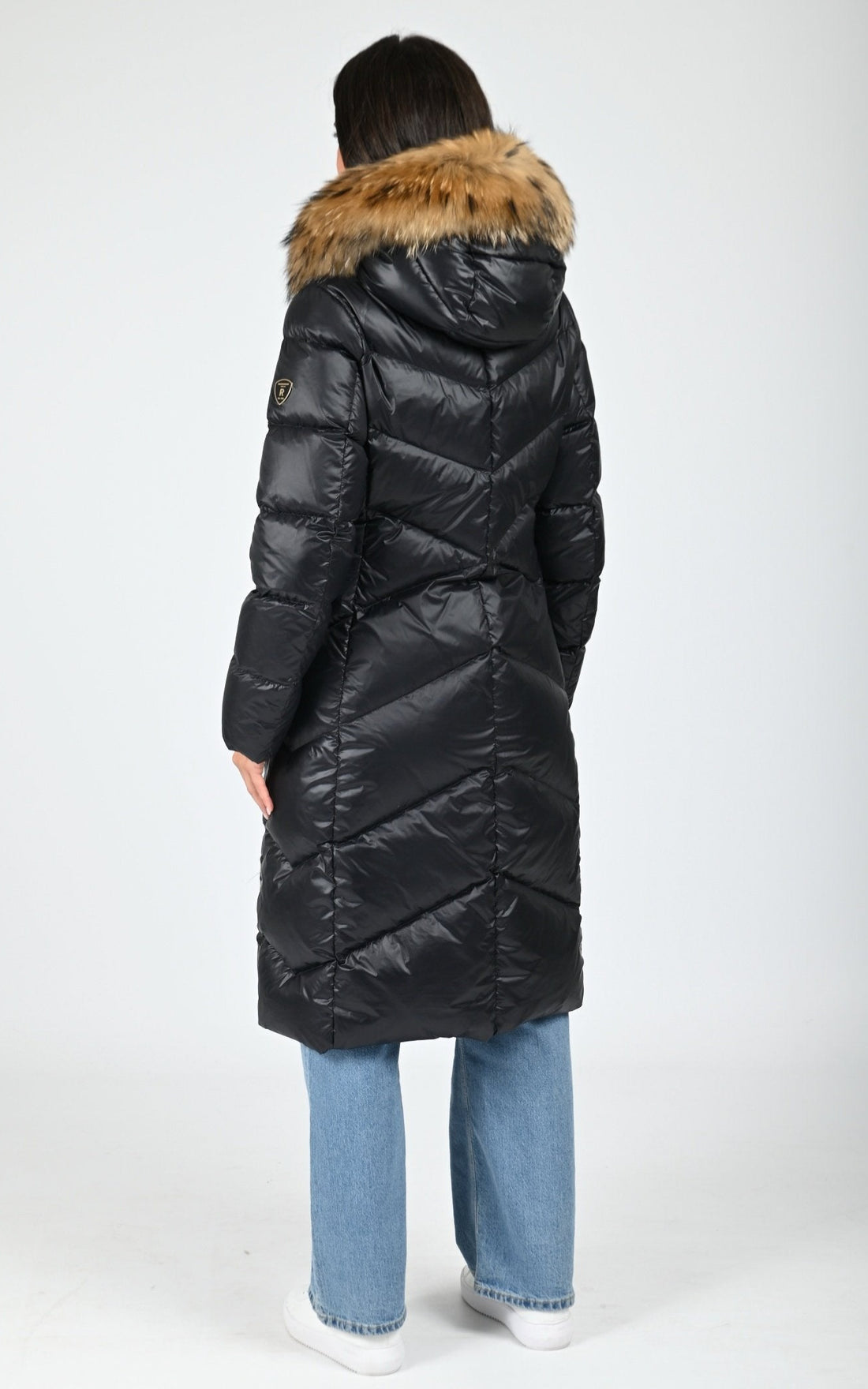 Doudoune longue avec fourrure noir