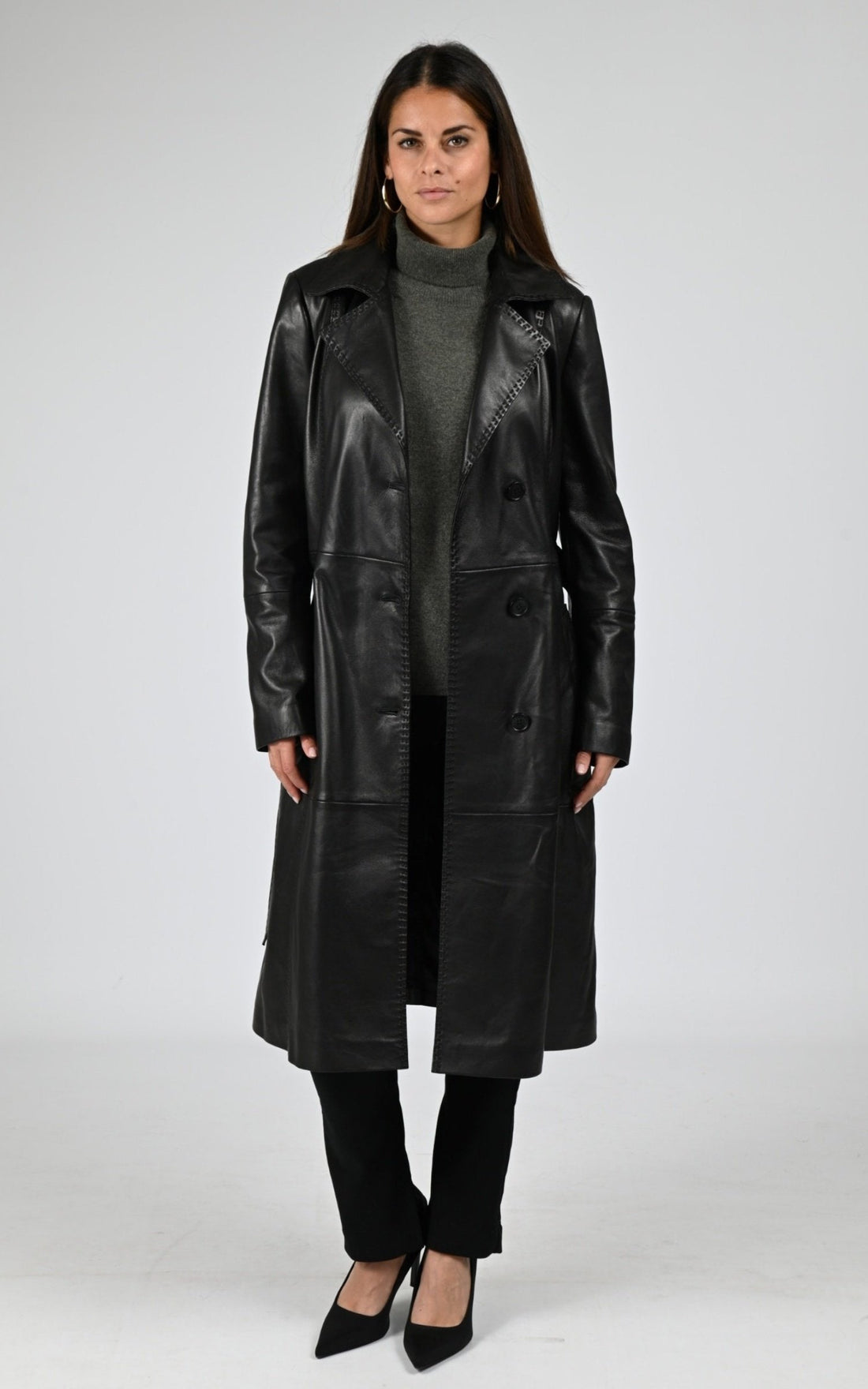 Manteau Cuir Femme La Canadienne, modèle B2523z de couleur black