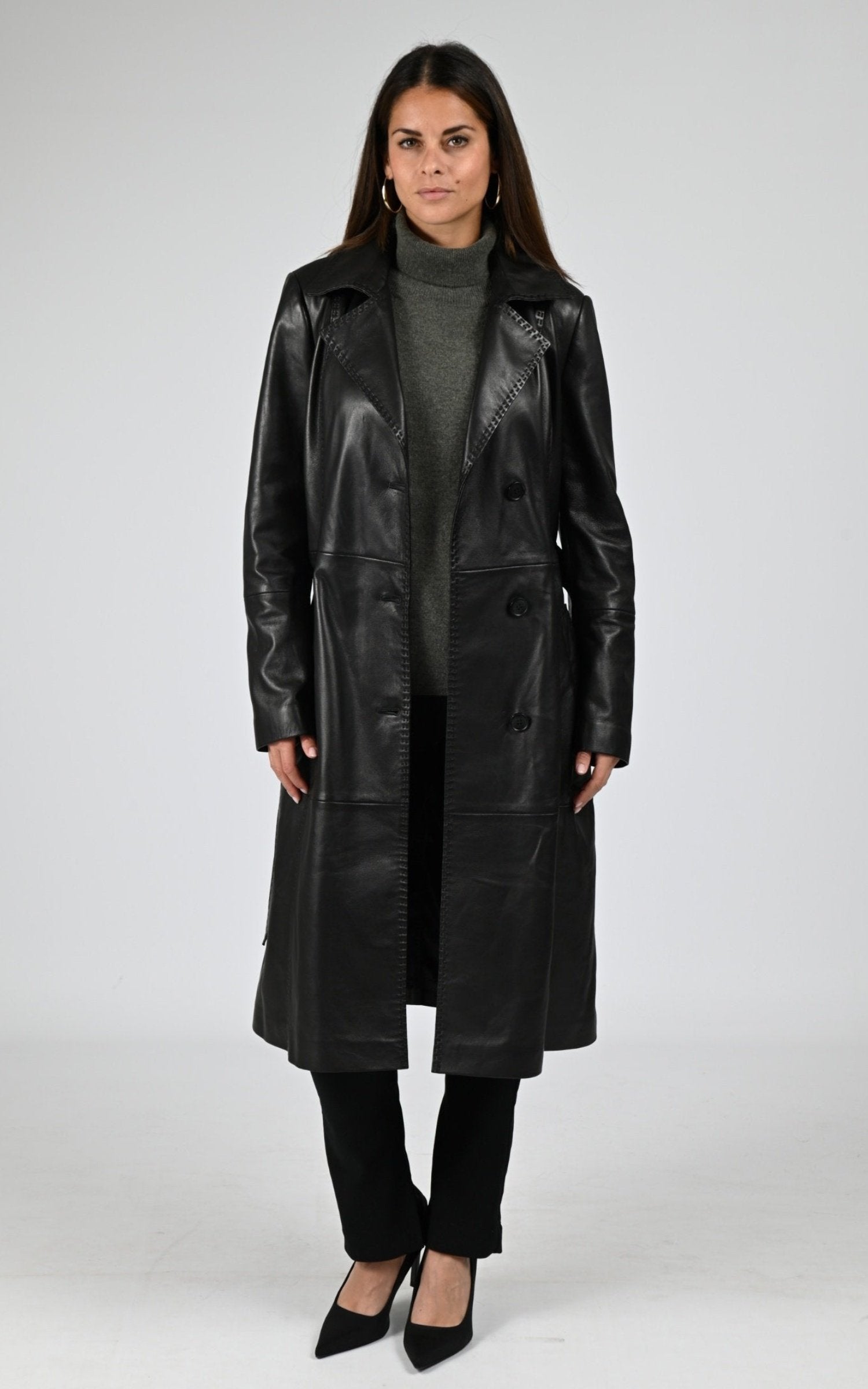 Manteau Cuir Femme La Canadienne, modèle B2523z de couleur black