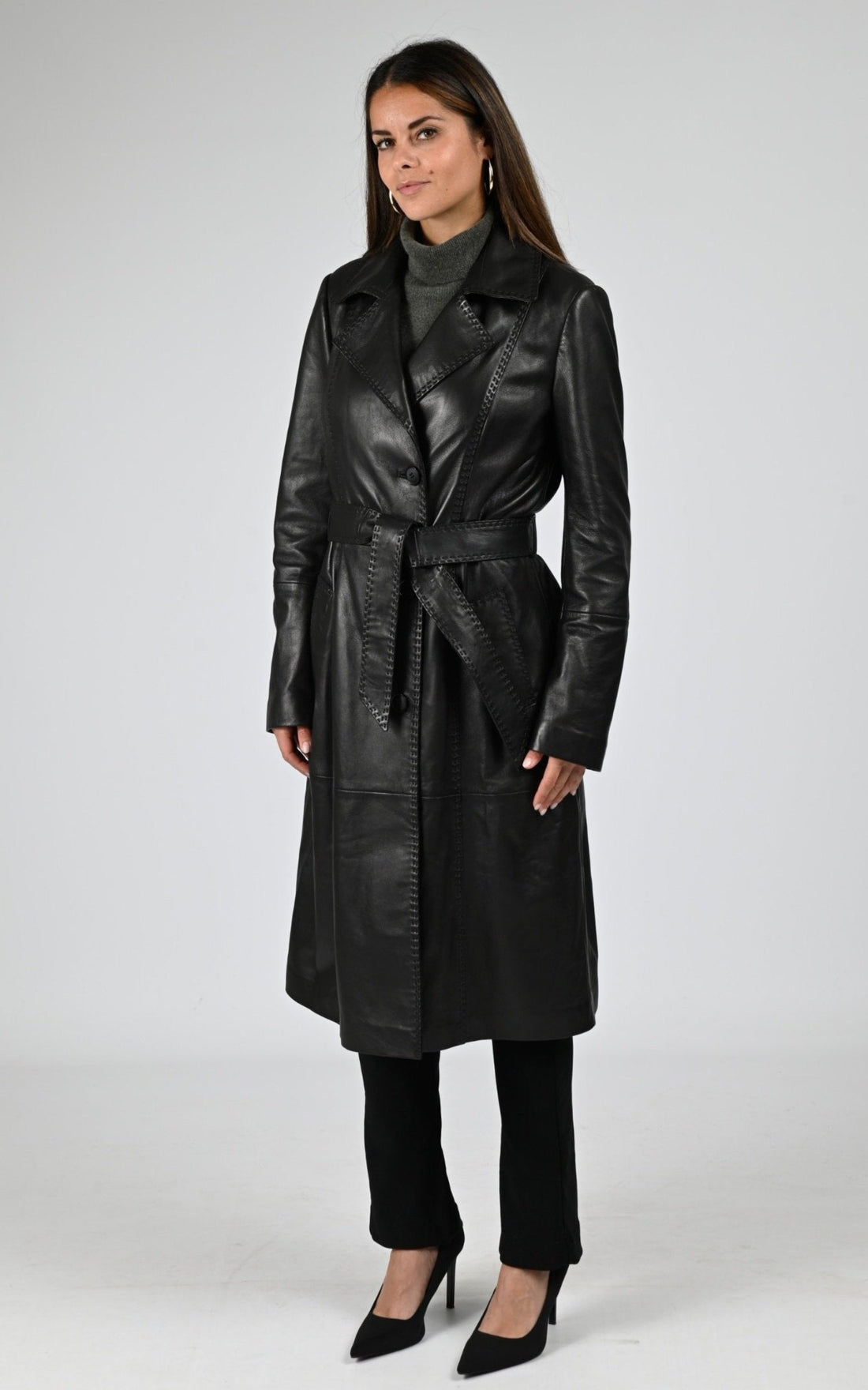 Manteau Cuir Femme La Canadienne, modèle B2523z de couleur black