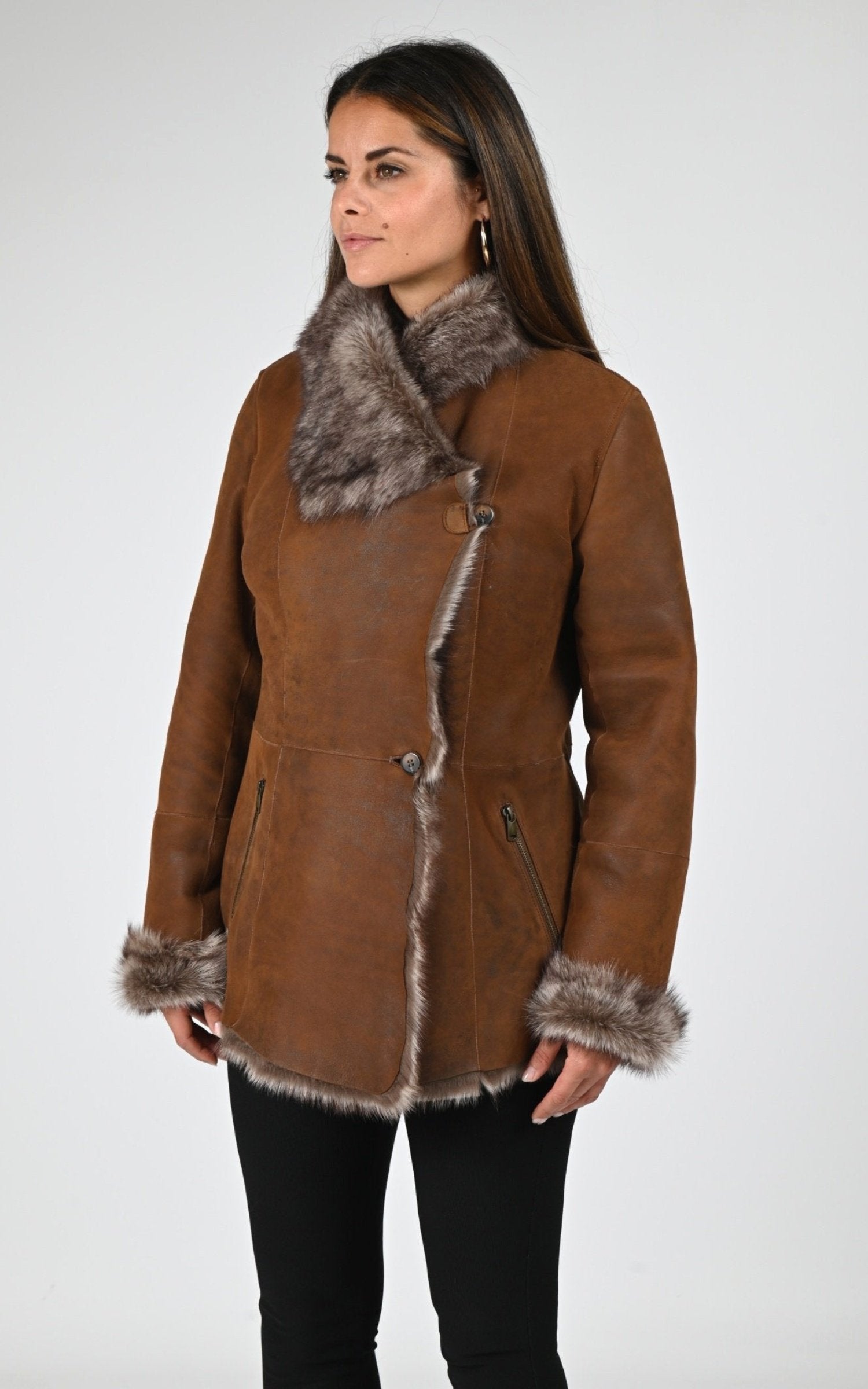 Veste Df Femme La Canadienne, modèle B2578k de couleur tobacco antique 1