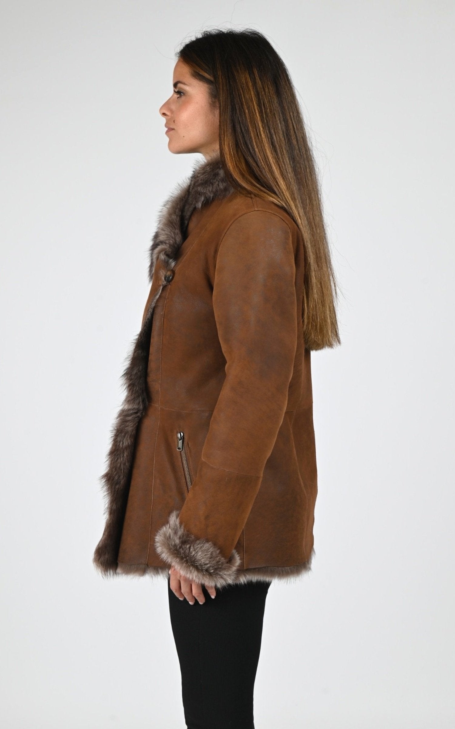 Veste Df Femme La Canadienne, modèle B2578k de couleur tobacco antique