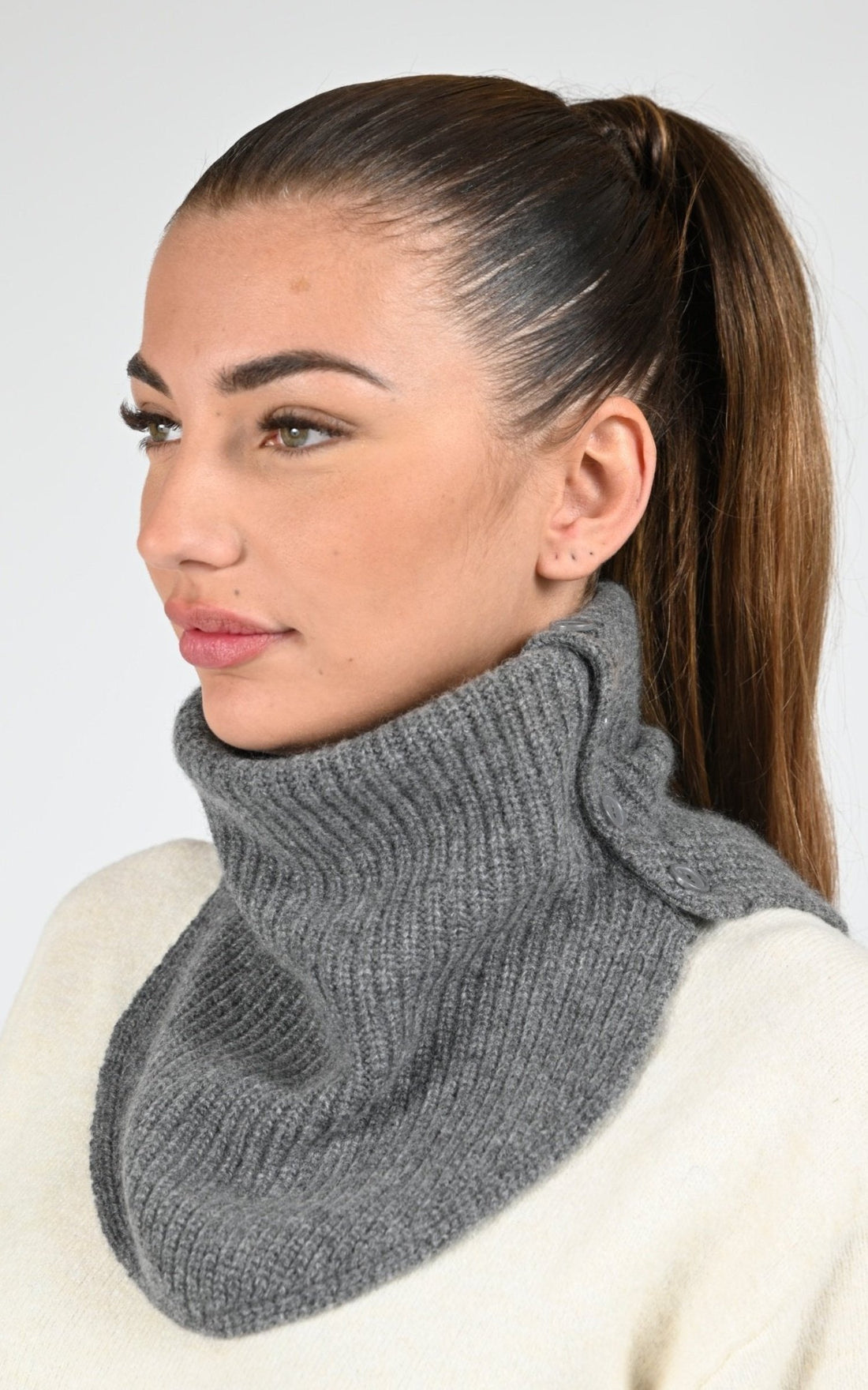 Col Textile Femme Notshy, modèle Baya 4702518 de couleur gris chine fonce