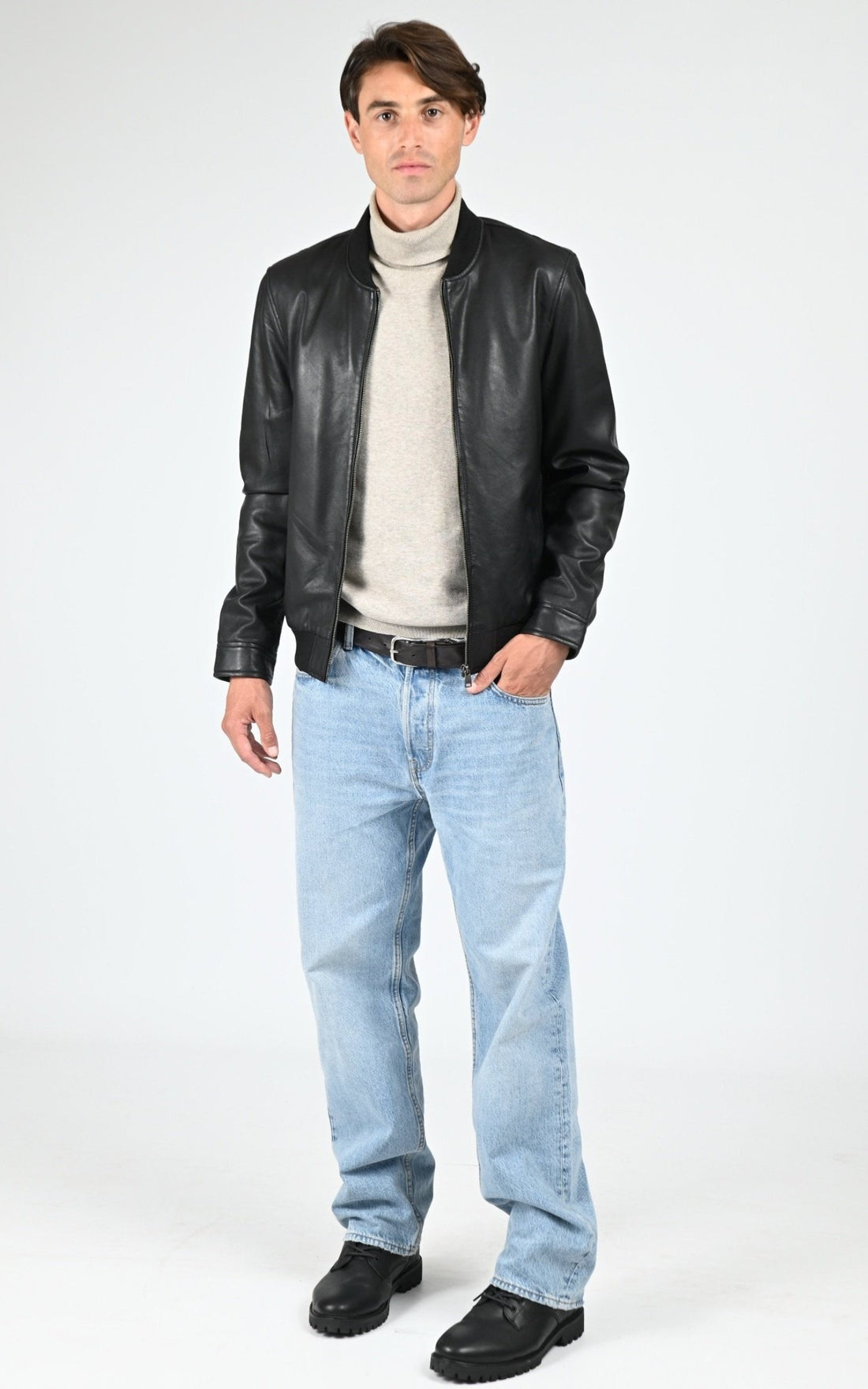Blouson Cuir Homme La Canadienne, modèle Ben de couleur noir