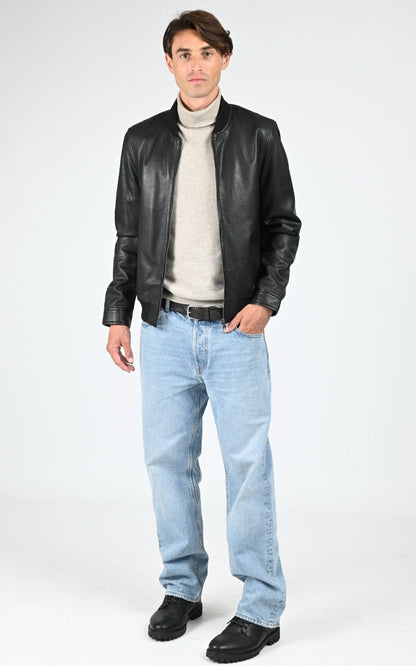 Blouson Cuir Homme La Canadienne, modèle Ben de couleur noir