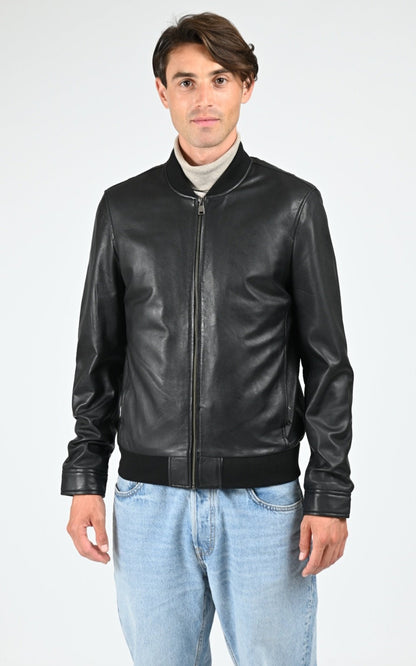Blouson Cuir Homme La Canadienne, modèle Ben de couleur noir