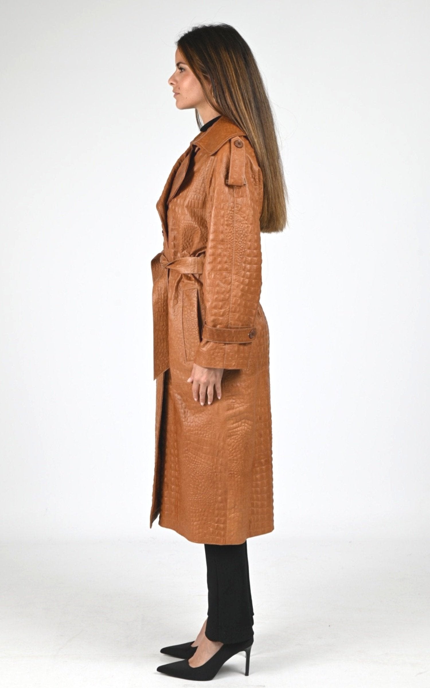 Manteau Cuir Femme Flo-Clo, modèle Betalis leather de couleur cuoio 3